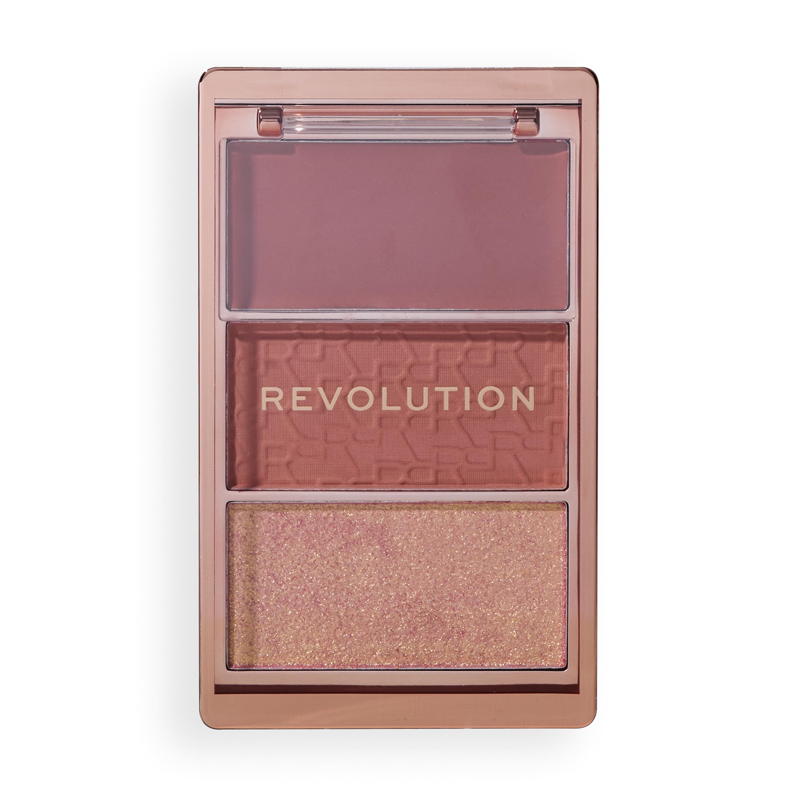 Revolution, Blush Icon Palette, Cream & Pressed Powder Blusher, Highly Pigmented, Face Palette, Vegan & Cruelty-Free, 3 Shades, Aura Points Rose