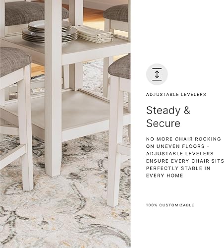 Miniatura 8 de Signature Design by Ashley Erinberg Casual Counter Height Dining Table and 4 Armless Upholstered Bar Stools with Footrest and 2 Shelves, Set of 5,