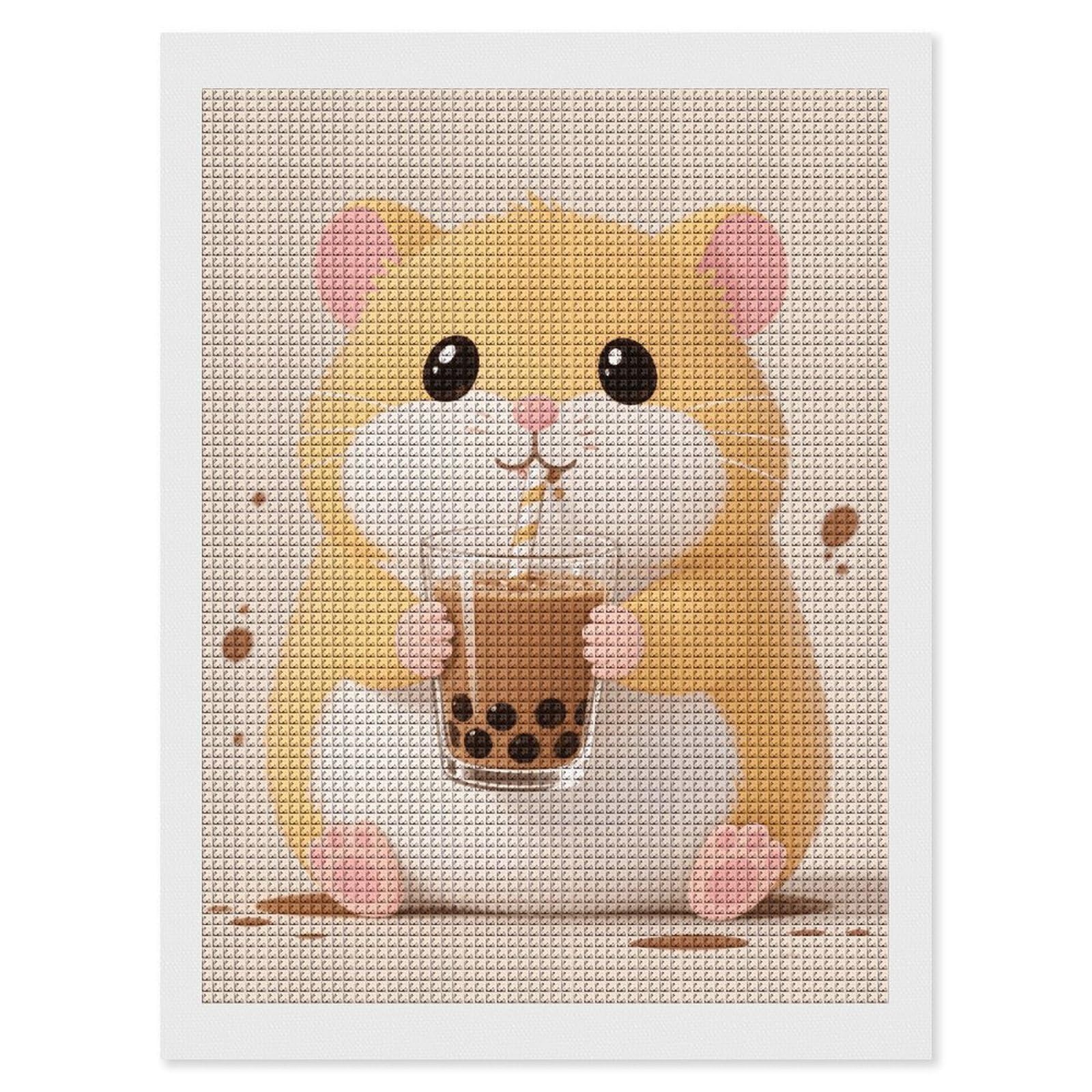 FodPand Hamster 5D Diamond Painting Kits for Adults Beginners Full Drill Square Diamond Dots Pictures Gem Art Supplies for Home Wall Room Decoration DIY Craft Set Gift 12x16