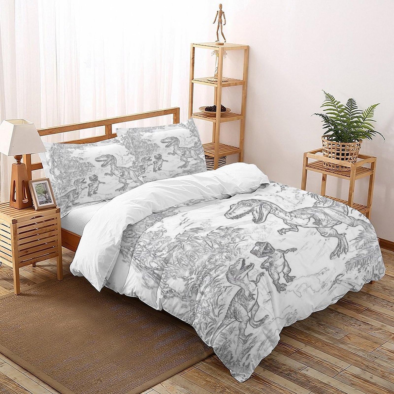 Housse de couette dinosaure de qualité supérieure avec parure de lit 3 pièces