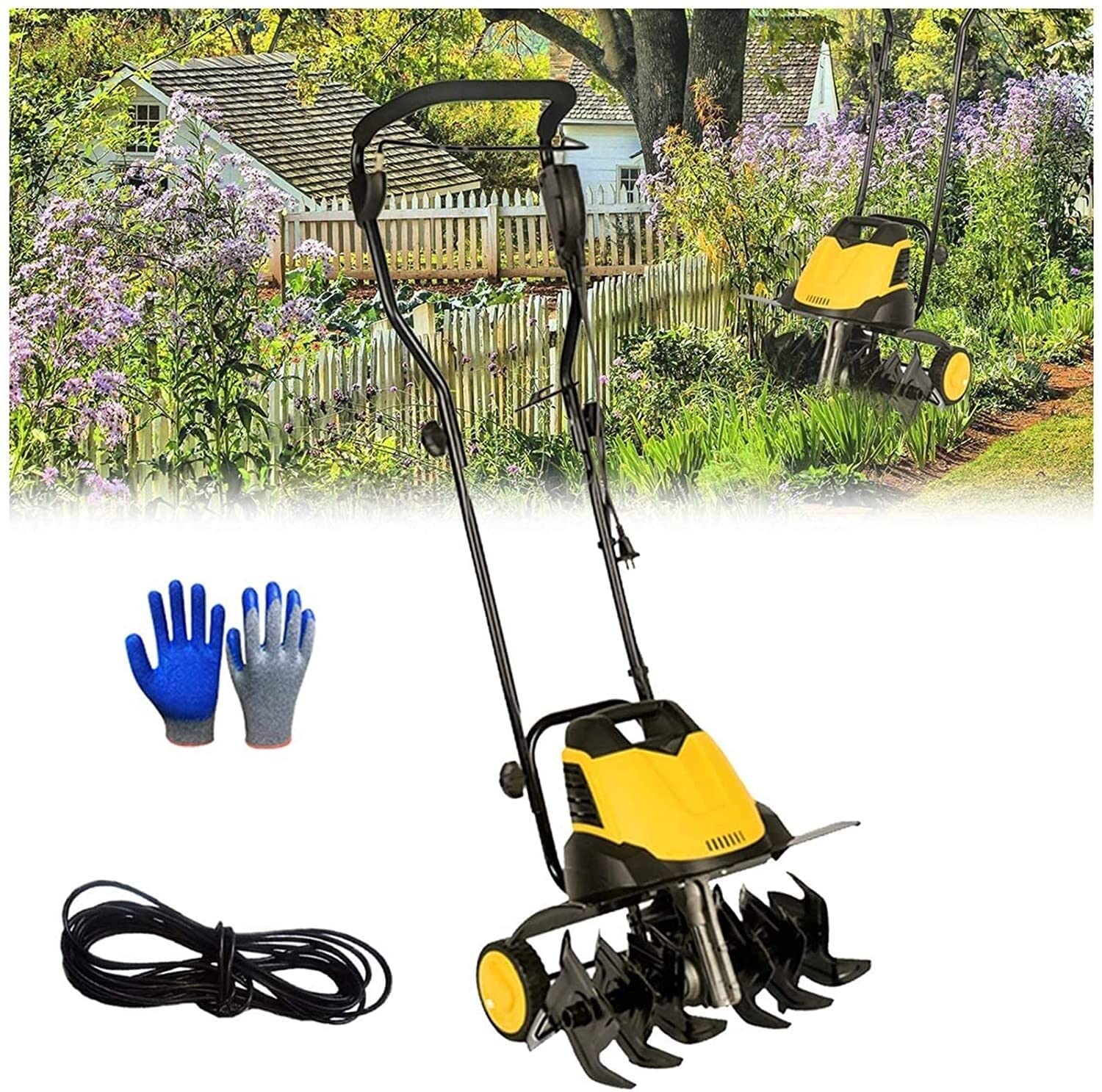 Garden Gear Electric Garden Tiller, Cultivator Rotavator, 6 Cuchillas, Profundidad de labranza 22 cm, Ancho de arado 45 cm