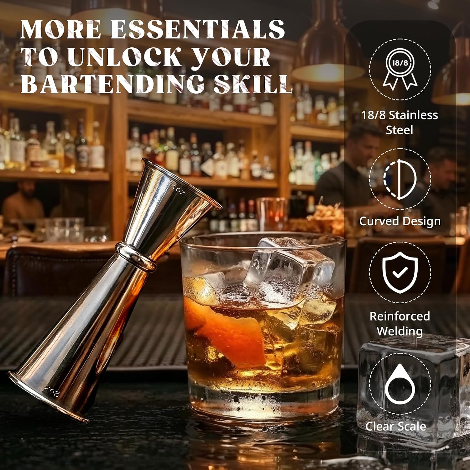 KITESSENSU Jigger for Bartending, 2 oz 1 oz with Measurements Inside
