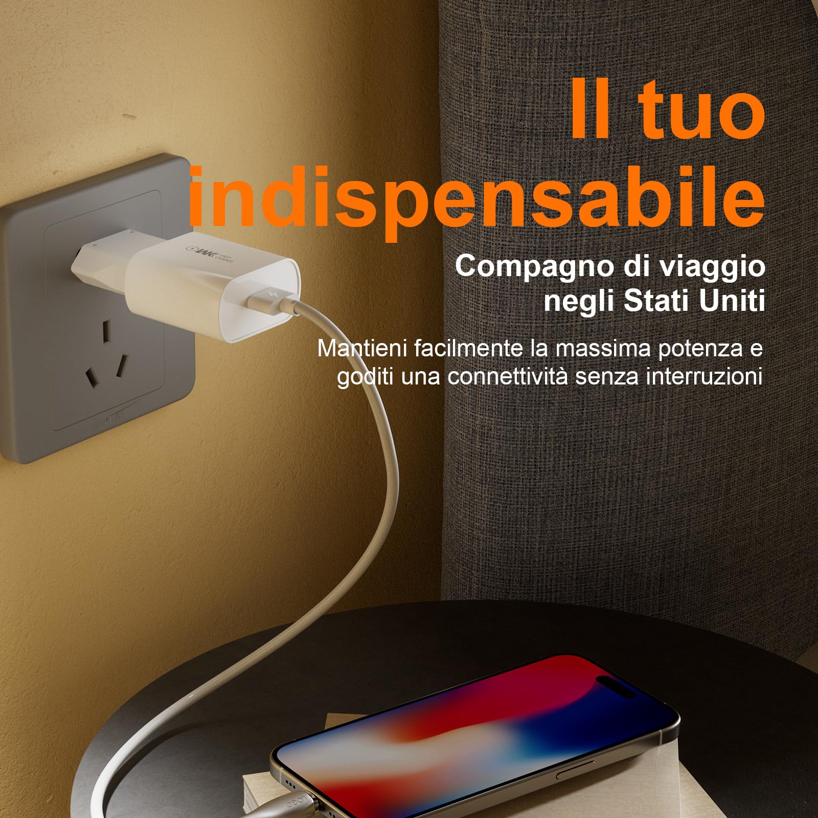 GRIFEMA Adattatore Presa USA Tipo A Confezione da 4, 6A 250V, Adattatore di Viaggio per Spine Tipo L/C/E/F/A/N