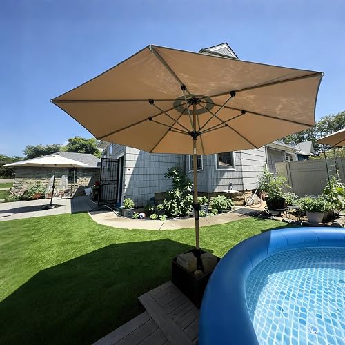 PURPLE LEAF Patio Umbrella 9Ft Round (Taupe)