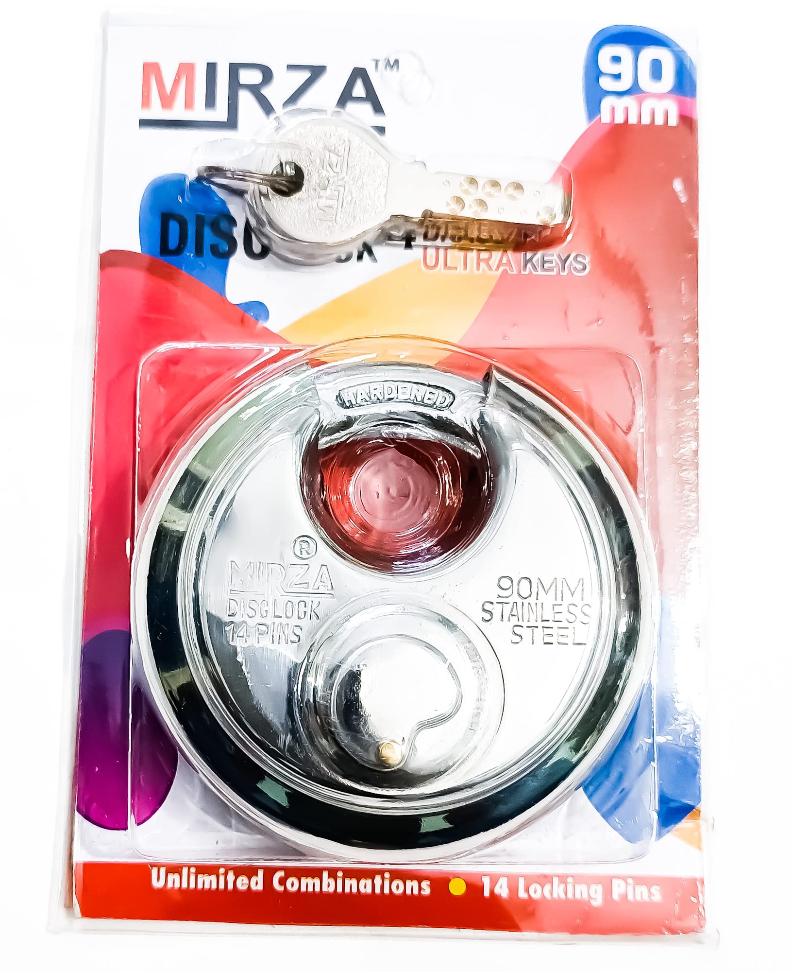Mirza 90 mm Ultra Disclock & High Security Non Duplicate Dimple 4 Brass Keys