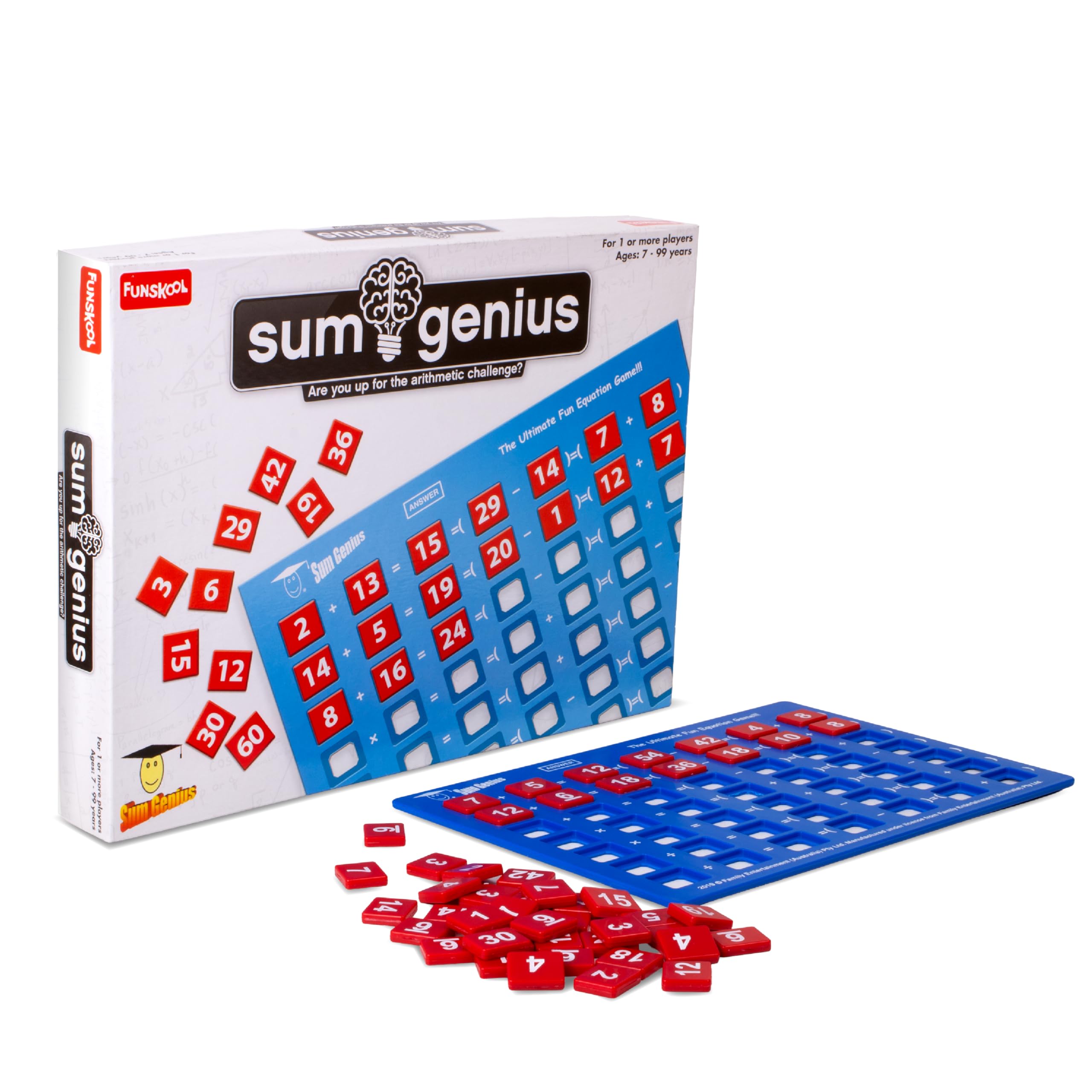 Funskool Sum Genius, Strategy Game, Board Game for Kids, Adults, Families, Educational, Fun, 1+ Players, Family Fun, Learning Activity Toy for Childrens, Gift Set for Kid, Ages 7+ Years