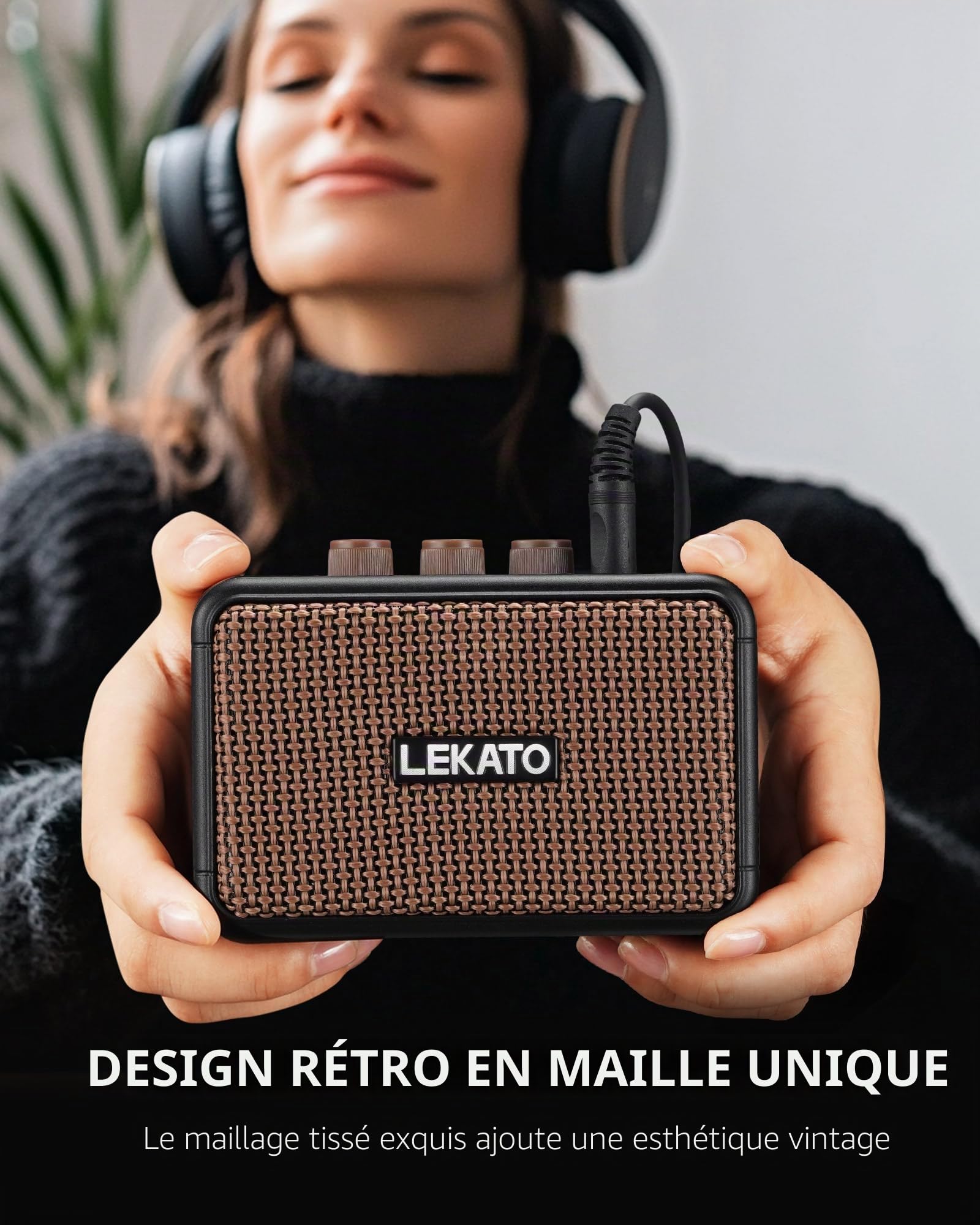 Mini ampli Guitare, amplificateur électrique Rechargeable LEKATO 5 W avec Effets Clean/Overdriver, ampli Portable Bluetooth 5.0 pour s'entraîner à la Maison et Les réunions Musicales