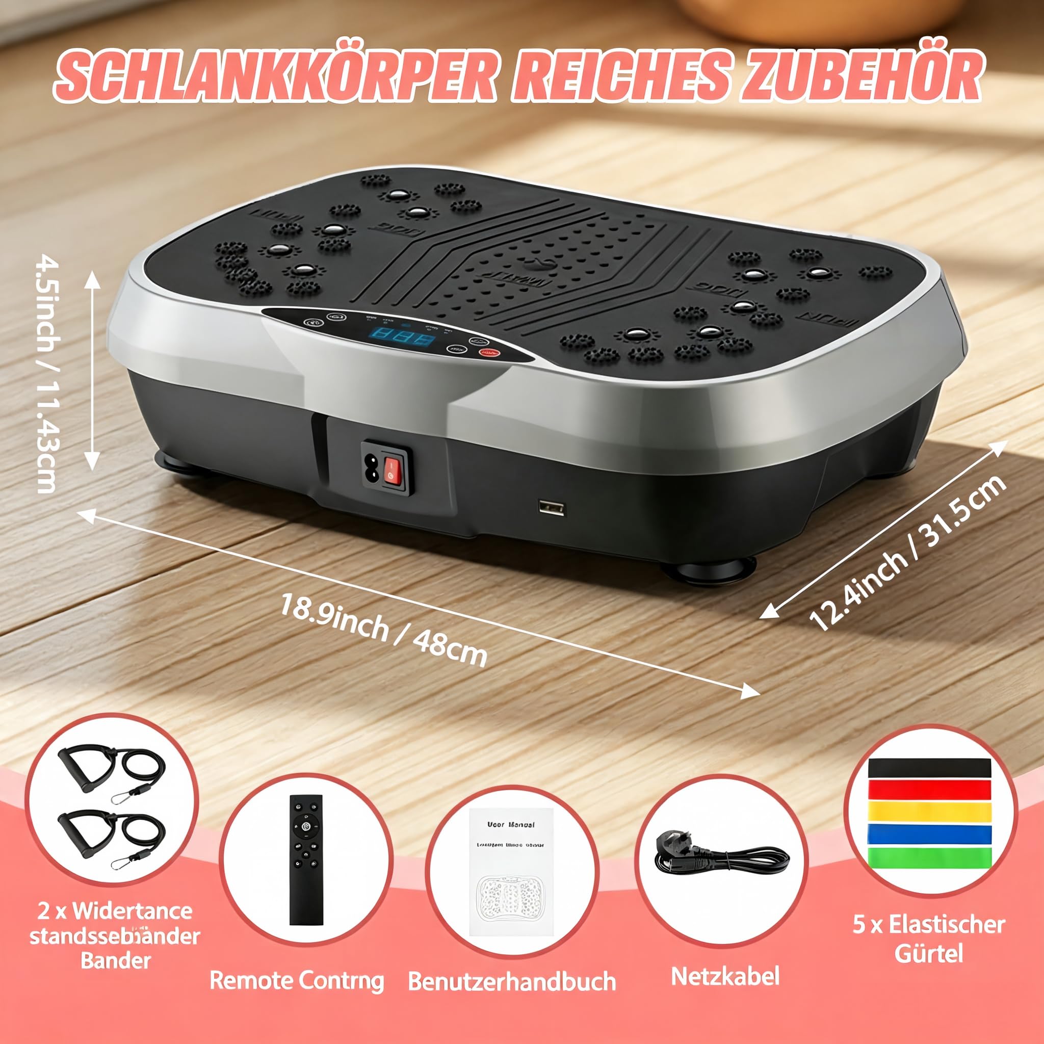 Vibrationsplatte Mit Lymphdrainage, Leiser Motor, Bis 220kg