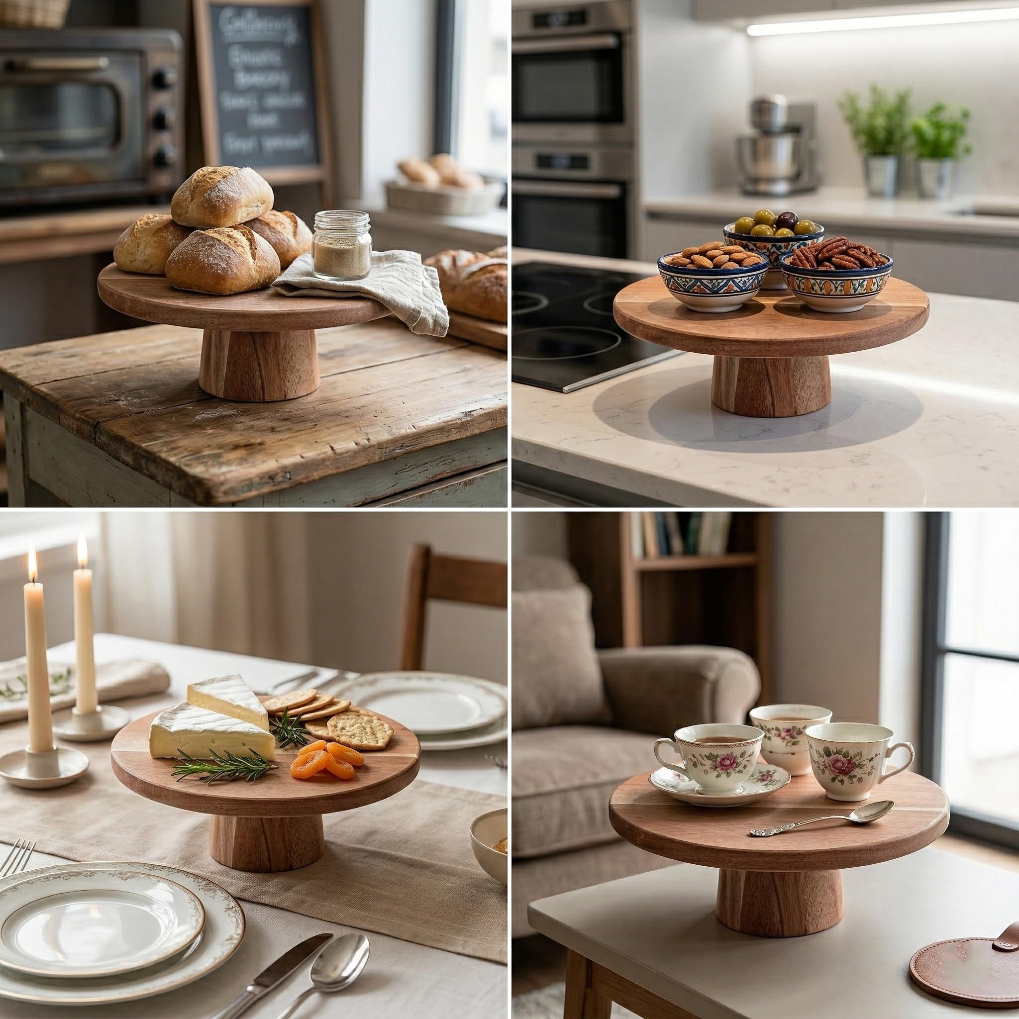 Deconox Doğal Akasya Ahşap Ayaklı Sunum Tahtası ve Kesme Panosu - 24.5x9.5x1.5 cm Dekoratif Kahve, Peynir ve Sushi Servis Tepsisi