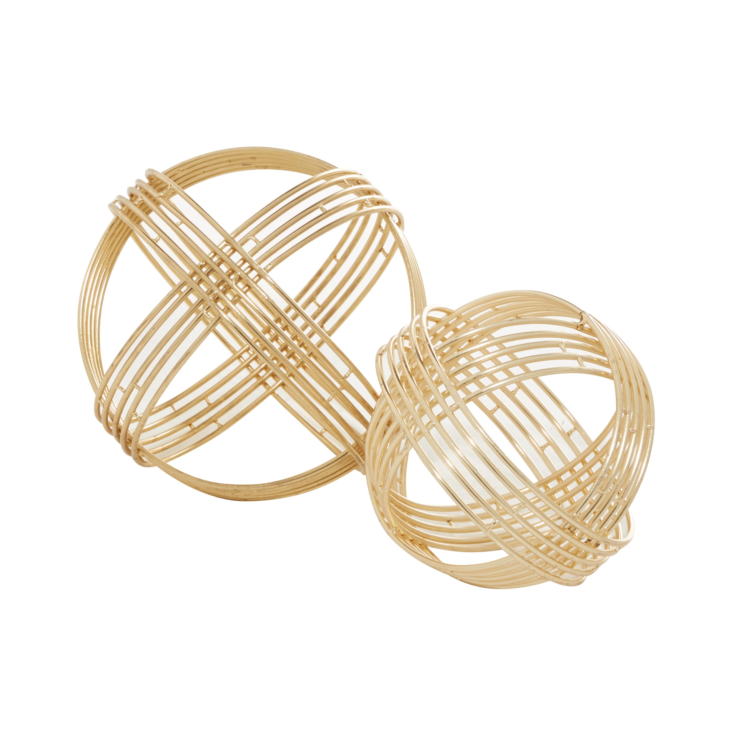 Deco 79 Escultura geométrica moderna de metal, juego de 2 9", 7"W, oro
