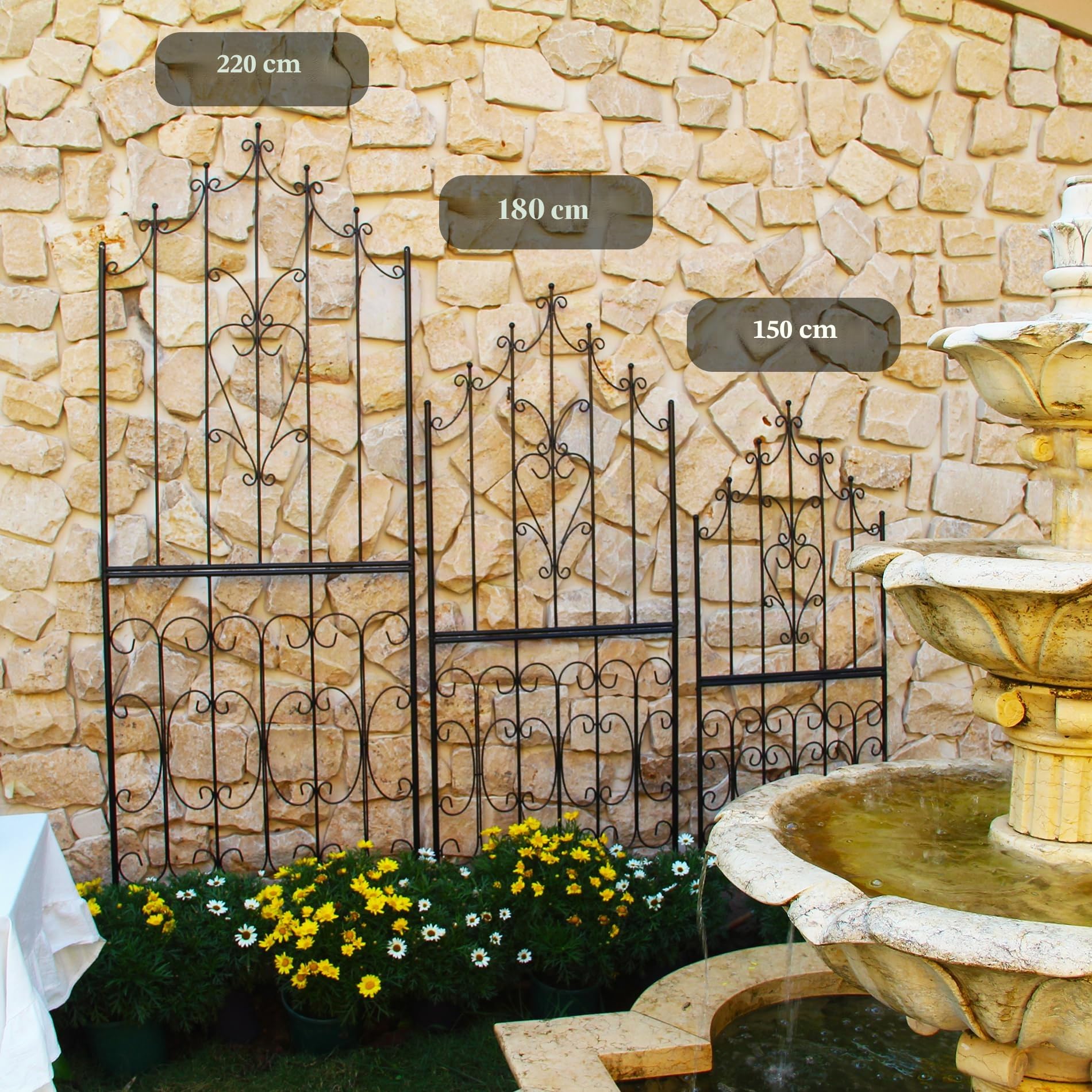 GARDEN Gartentrellis 150CM x 55CM x 1.3CM - Eisen, Einzigartiges Design, Robuste Konstruktion, Lattengitter für Rosen, Reben, Efeu, Clematis - Kletterpflanzenstütze
