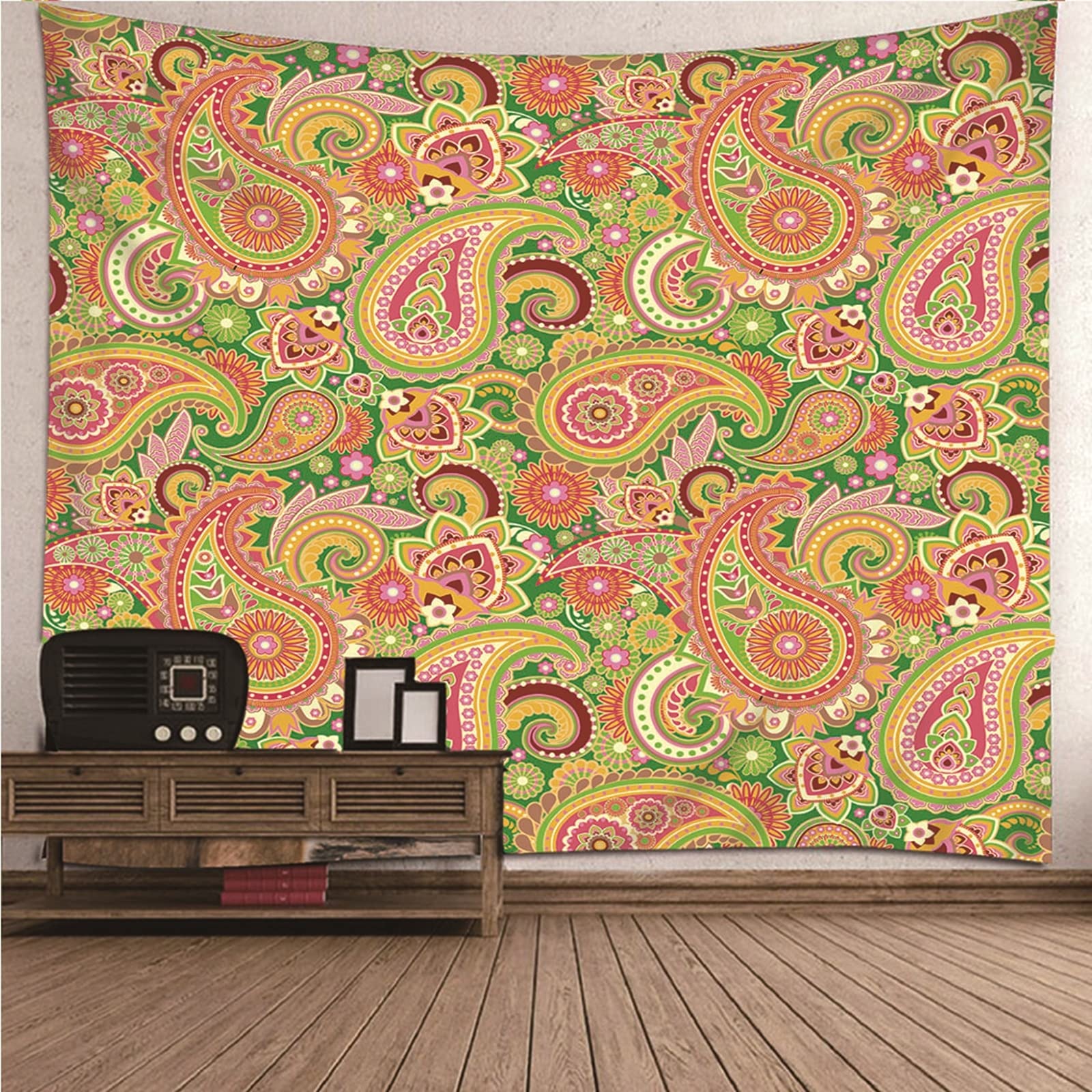 Aeici Arazzo da parete in tessuto, arazzo da soffitto con fiori etnici, 240 x 220 cm