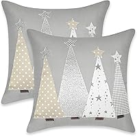 Vista 1 de Juego de 2 fundas de almohada de Navidad de 18 x 18 pulgadas, fundas de almohada plateadas brillantes y elegantes con árbol de Navidad