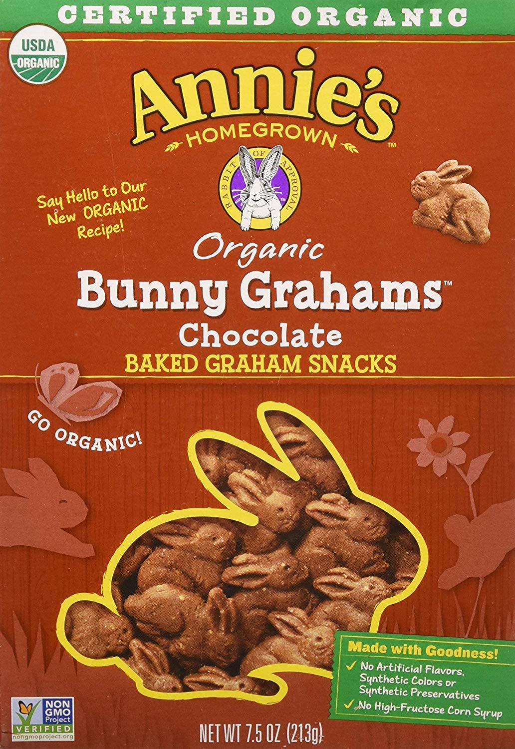 Annies Homegrown Graham Snacks - Organic - Bunny Grahams - Chocolate - 7.5 Oz - 1 Each