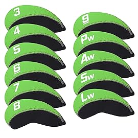 Craftsman Golf Green & Black 11pcs/Set Neoprene Iron Headcover Set with Large No. for All Brands Callaway,Ping,Taylormade,Cobra Etc.