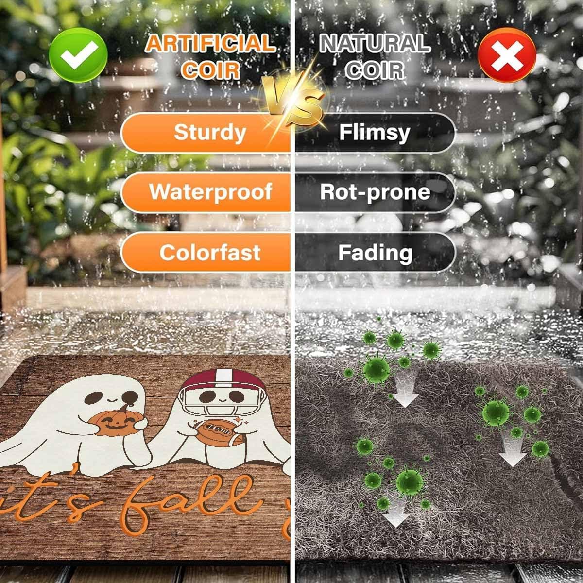 Cute Ghosts It's Fall Y'all Door Mat,Halloween Welcome Mat for Front Door,Non-Woven Fabric Doormat for Entryway, Porch or Patio,Bathroom,Kitchen,Rubber Backing Indoor Outdoor Doormat 30 * 18 in