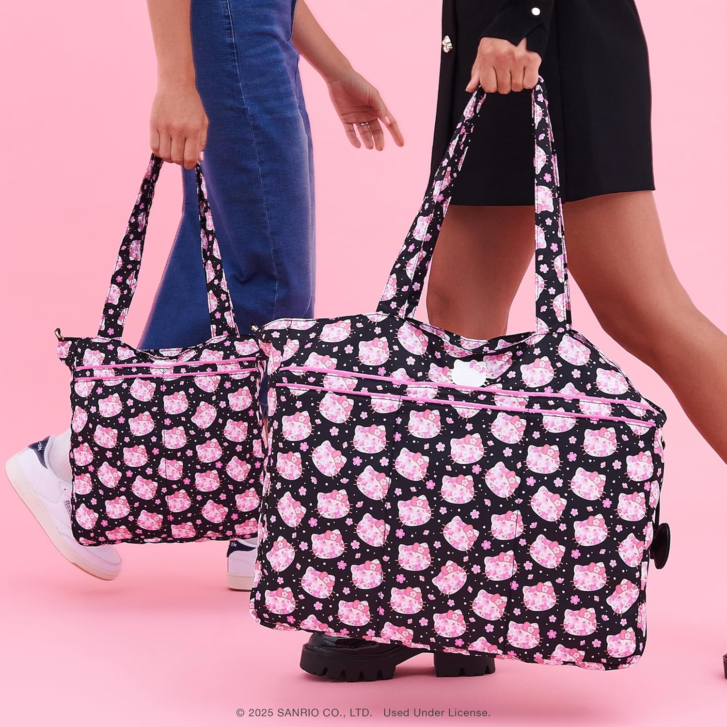 JuJuBe x Hello Kitty Cherry Blossoms Super Be Plus Tote Bag, Purses for Women, Bag for School or Travel, Fits Laptops & Notebooks, 8 Pockets and Long Shoulder Straps, Machine Washable