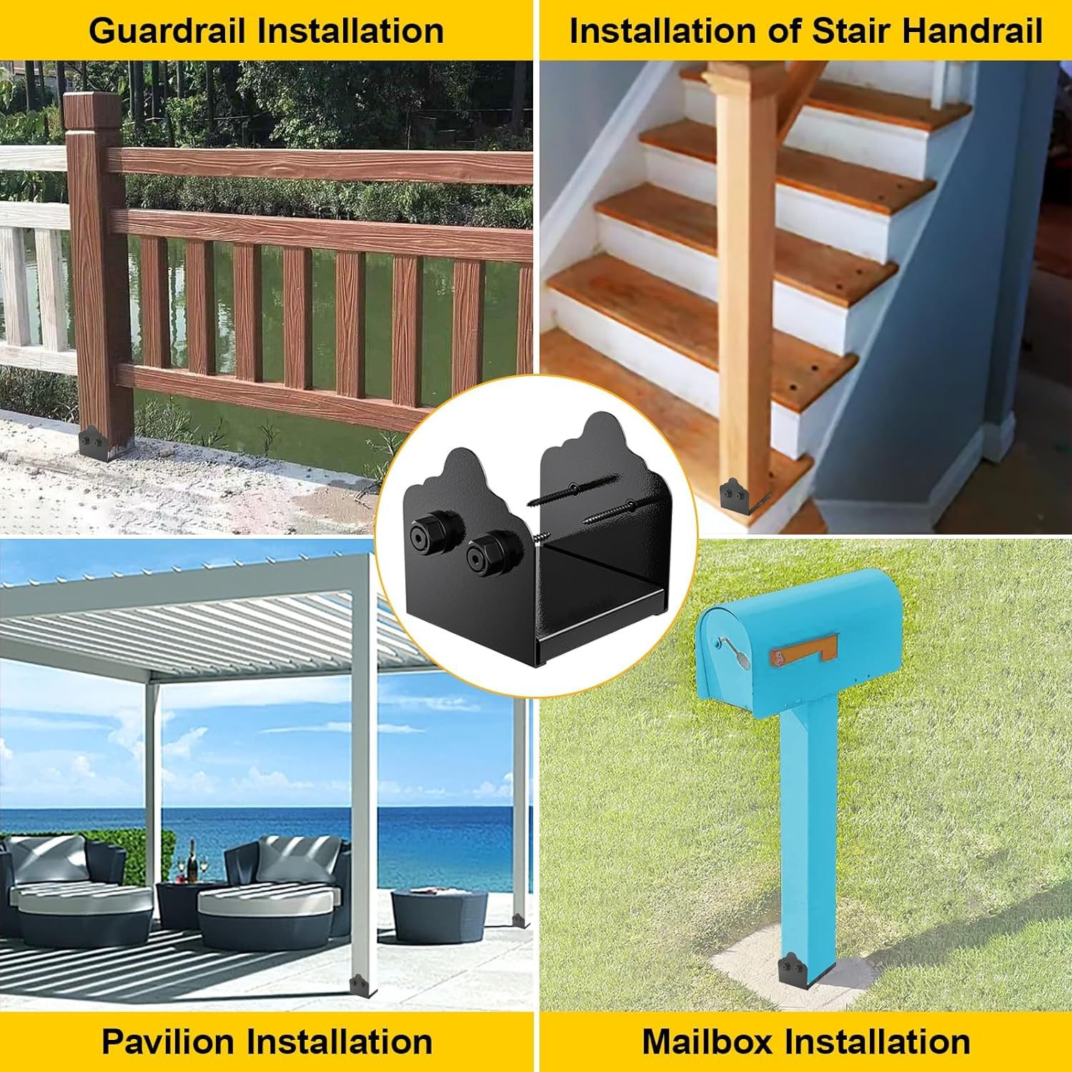 Snapklik.com : 4 X 4 Post Base, 2Pcs Stainless Steel Adjustable Post ...