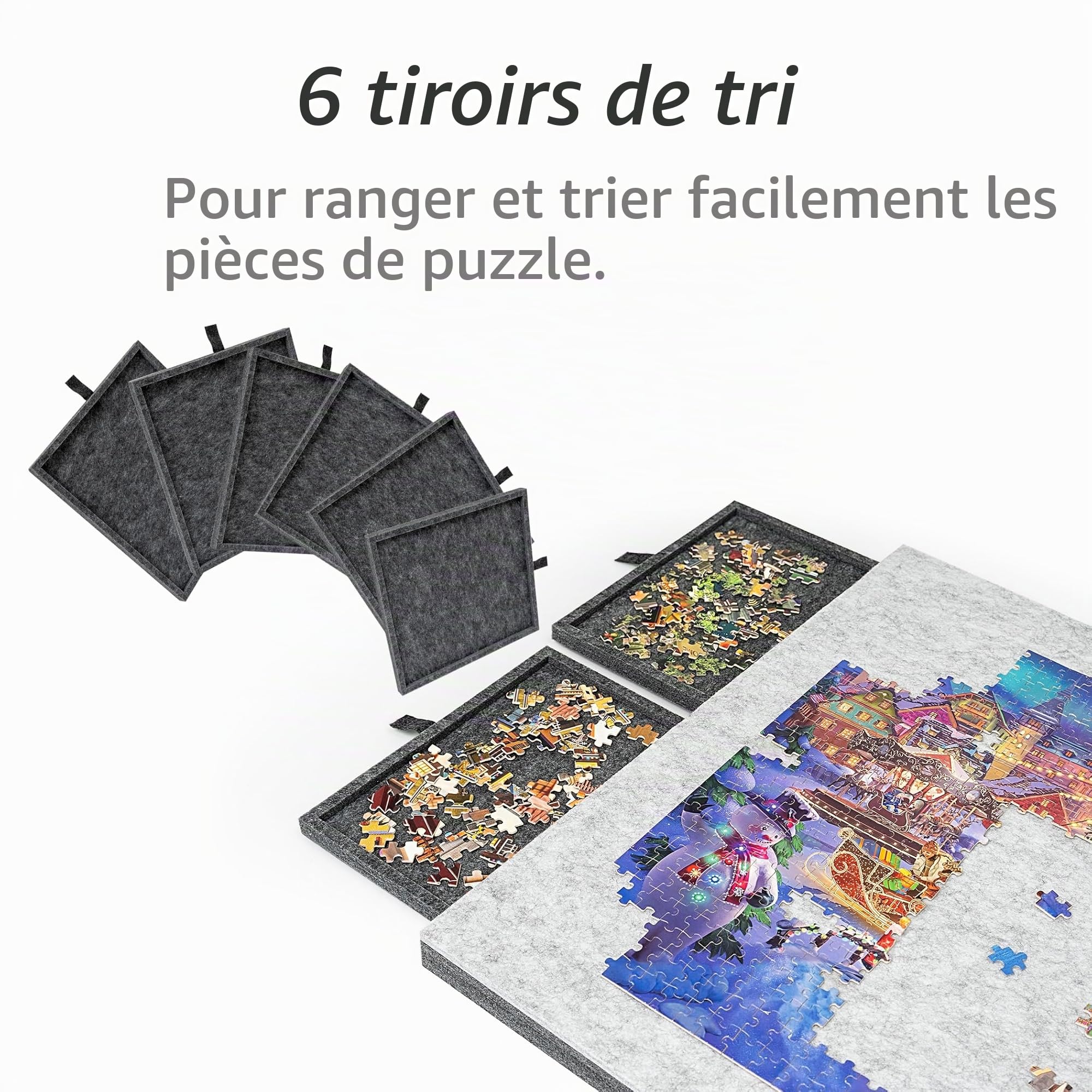 Lavievert Planche de Puzzle Avec 4 Tiroirs et Tapis - Plateau Double Face en Feutre Pour Adultes, Table Portable Pour Jeux Jusqu'à 1500 Pièces
