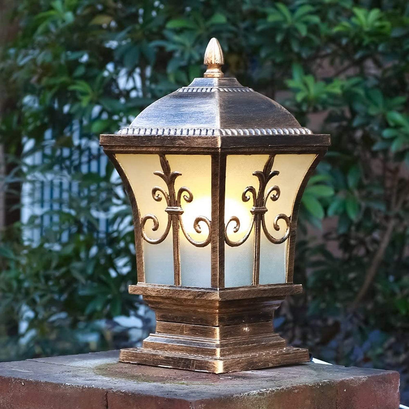VDOQTLJT IP54 Waterproof Post Lights Lawn Lamp Creative Aluminum Rustproof Path Column European Outdoor Wall Pillar Light Garden Villa Door Gate Lantern