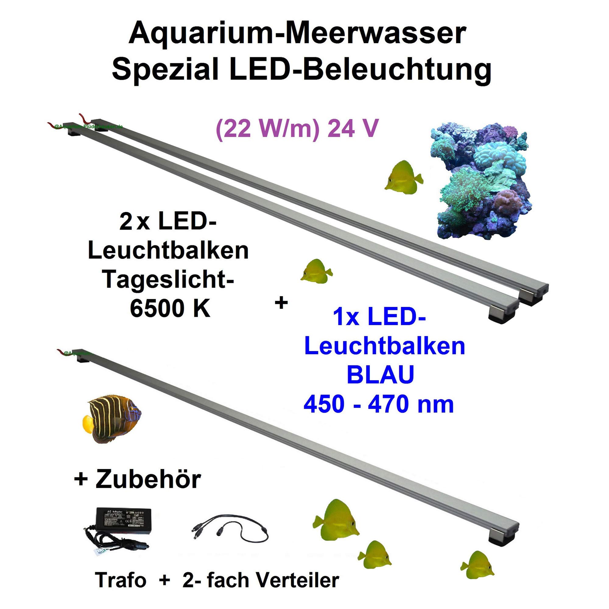 Meerwasser Aquarium LED-Leuchtbalken 3X 30cm (2X Tageslicht + 1x blau)