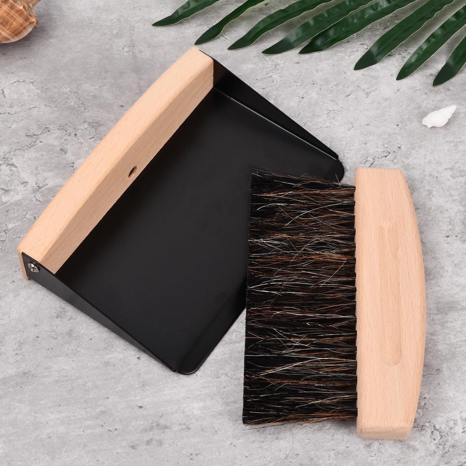 Spazzola Piccola Compatta Set Scopa E Paletta Da Tavolo Xianynow - Legno Di Faggio E Setole Crine, Con Magnete Pulizia Tavolo Legno