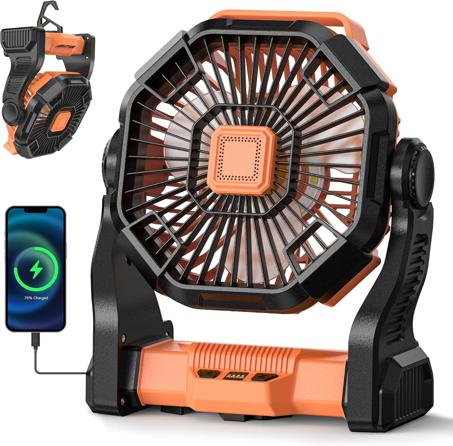 Camping Fan Battery Powered -20000mAh Portable Rechargeable Fans Light, Battery Operated Fan for Camping Hook 4 Speed Quiet Cordless USB Personal Cooling for Desk Home Beach Tent BBQ Camping Fan Battery Powered -20000mAh Portable Rechargeable Fans Light, Battery Operated Fan for Camping Hook 4 Speed Quiet Cordless USB Personal Cooling for Desk Home Beach Tent BBQ