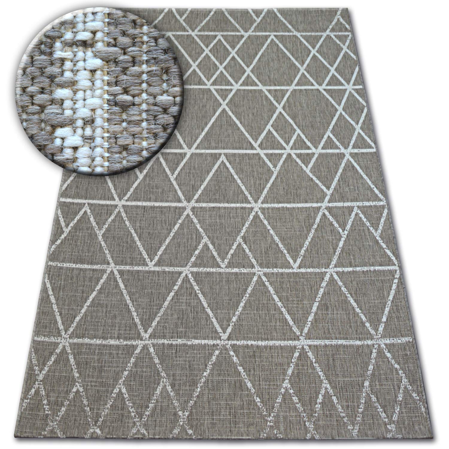 rugsx Dywan SIZAL FLOORLUX 20508 taupe/szampan trójkąty 80x150 cm beżowy