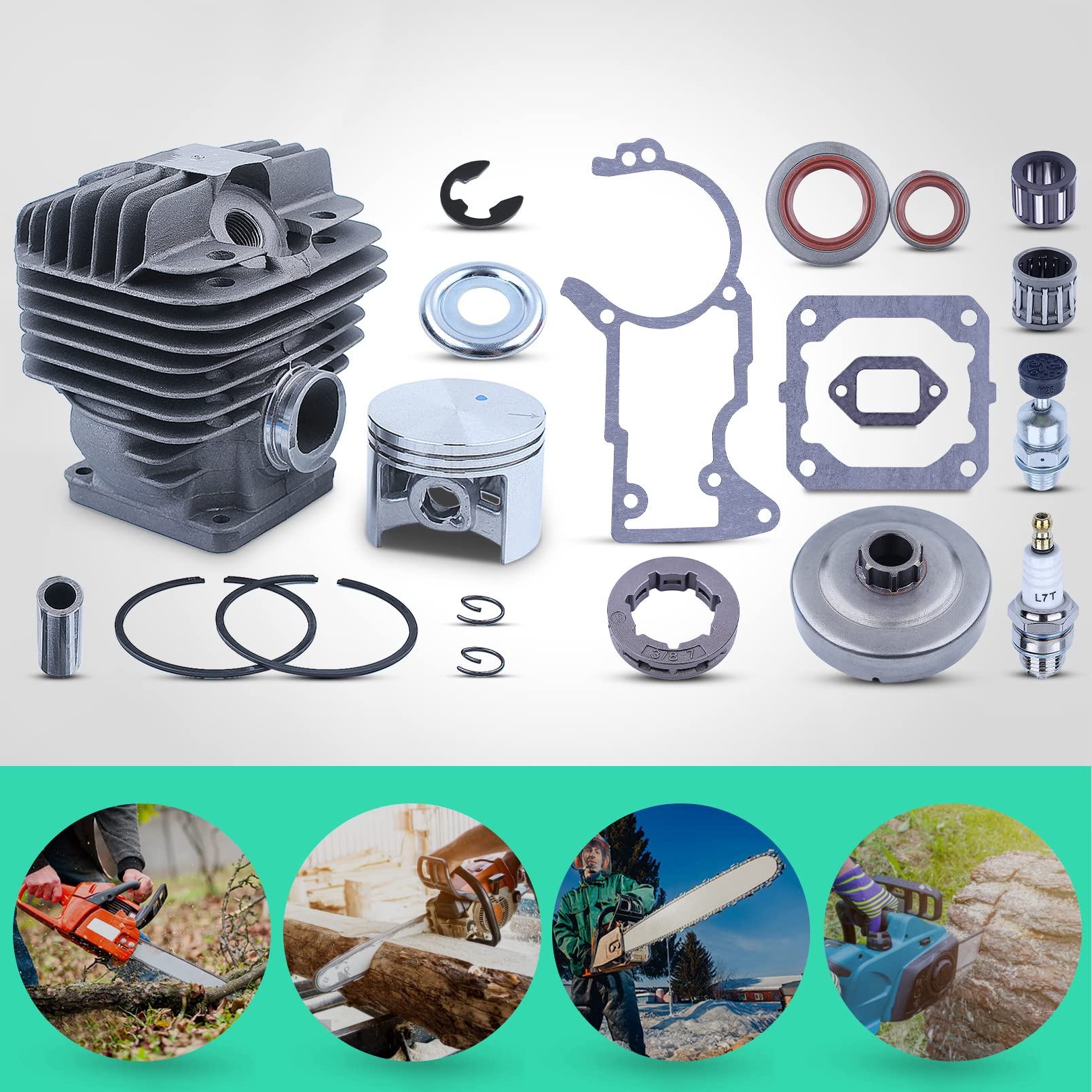 Kit Cilindro Pistone Laser Nikasil Per Stihl MS440/044 - Alesaggio 52mm