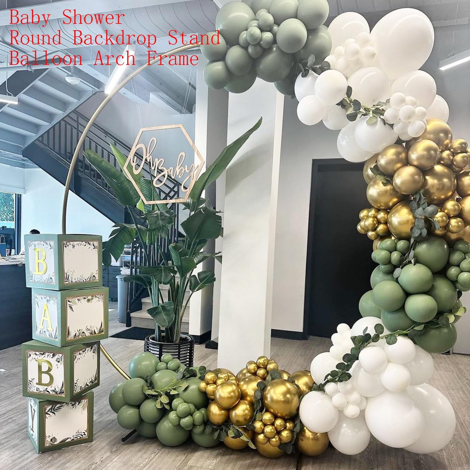 Zestaw metalowych okrągłych łuków balonowych, 3,2, 4,9, 5,9, 2,5 m, ślub, tło, stojak, girlanda, stojak, girlanda, na imprezy, urodziny, baby shower, kolor zielony