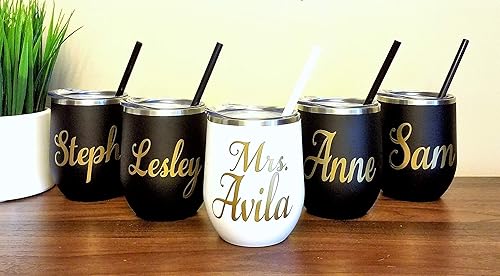 Miniatura 7 de Personalized Stemless Wine Cup Tumbler Stainless Steel, Girls Trip Gift, Wedding Party Gifts, Bridesmaid Gift, Travel Wine Cup with Lid,