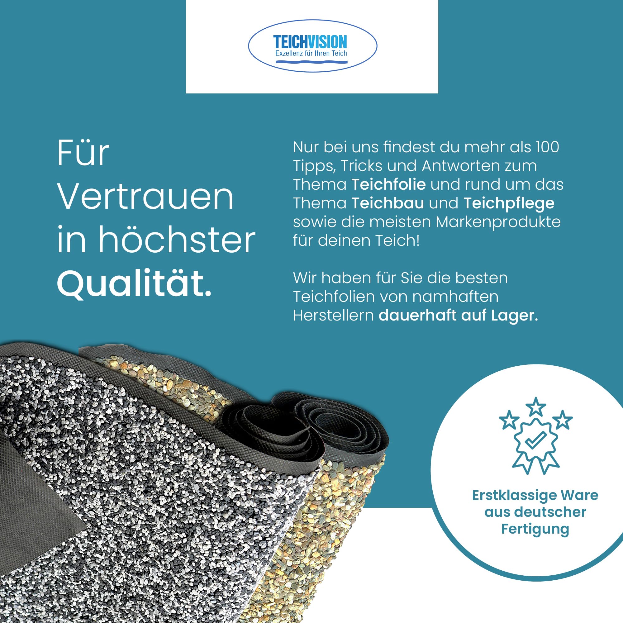 TeichVision Steinfolie für Teichrand 0,6 m x 5 m Anthrazit