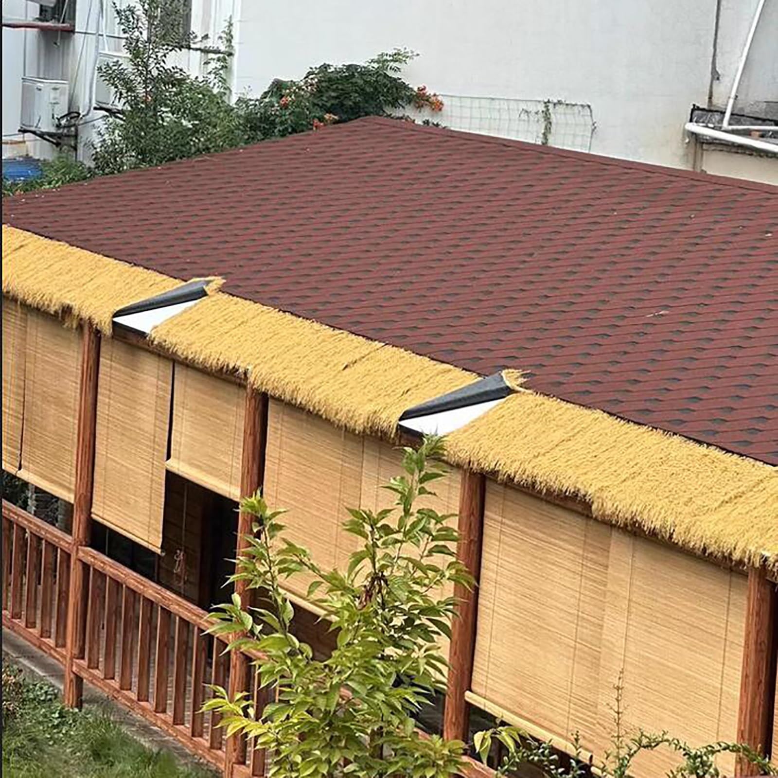 Toit De Chaume Artificiel, Couverture De Toit De Patio En Chaume Artificiel, Synthétique Rouleau De Chaume, Chaume De Simulation, Fausse Paille Pour Jardin Pavillon Chalets Ferme Cabane(1x9m(39.4x354.