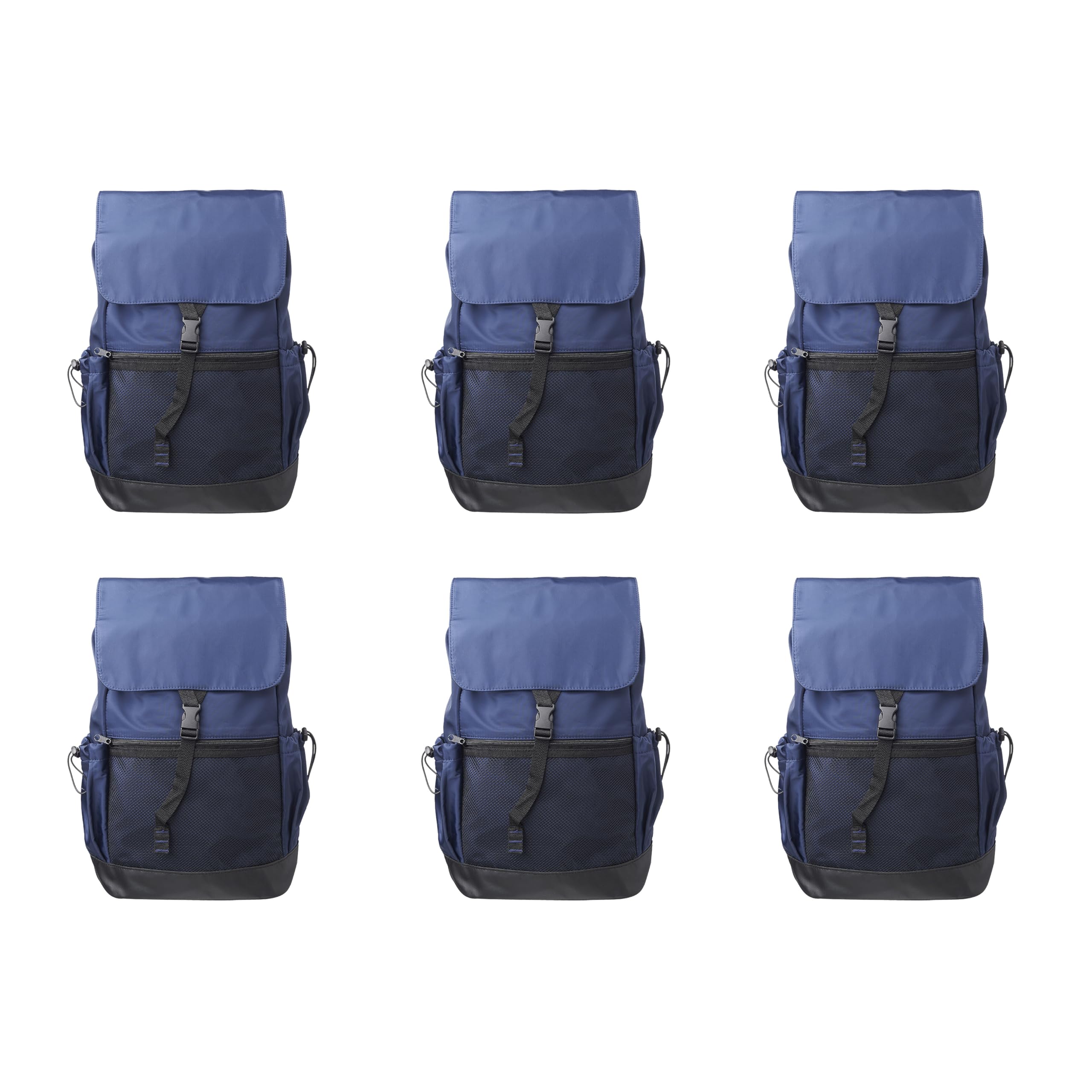 DISCOUNT PROMOS Ensenada Satchel Backpacks Set of 6, Bulk Pack - Stylish, Multi-Compartment, Secure Zip, Ideal for Work, Travel, Casual Use - Blue