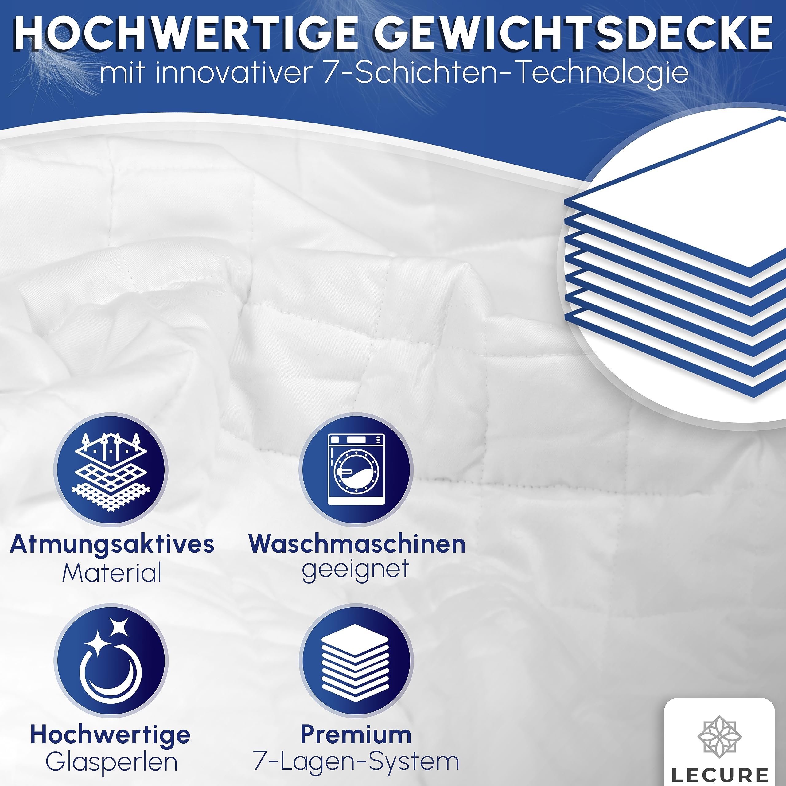 Gewichtsdecke 135x200cm 6kg [Inkl. Aufbewahrungstasche] - Therapiedecke aus 100% Baumwolle für Erwachsene - Schwere Decke für einen besseren Schlaf - Weighted Blanket