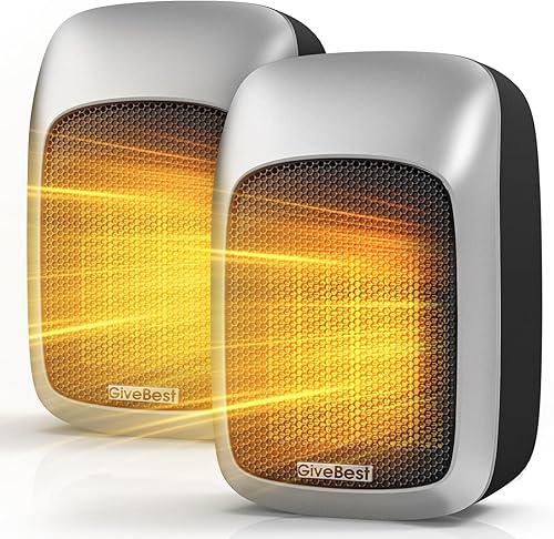 GiveBest Calentador de espacio de pared enchufable con control remoto, calentador de salida de pared pequeño de 800 W con termostato ajustable y