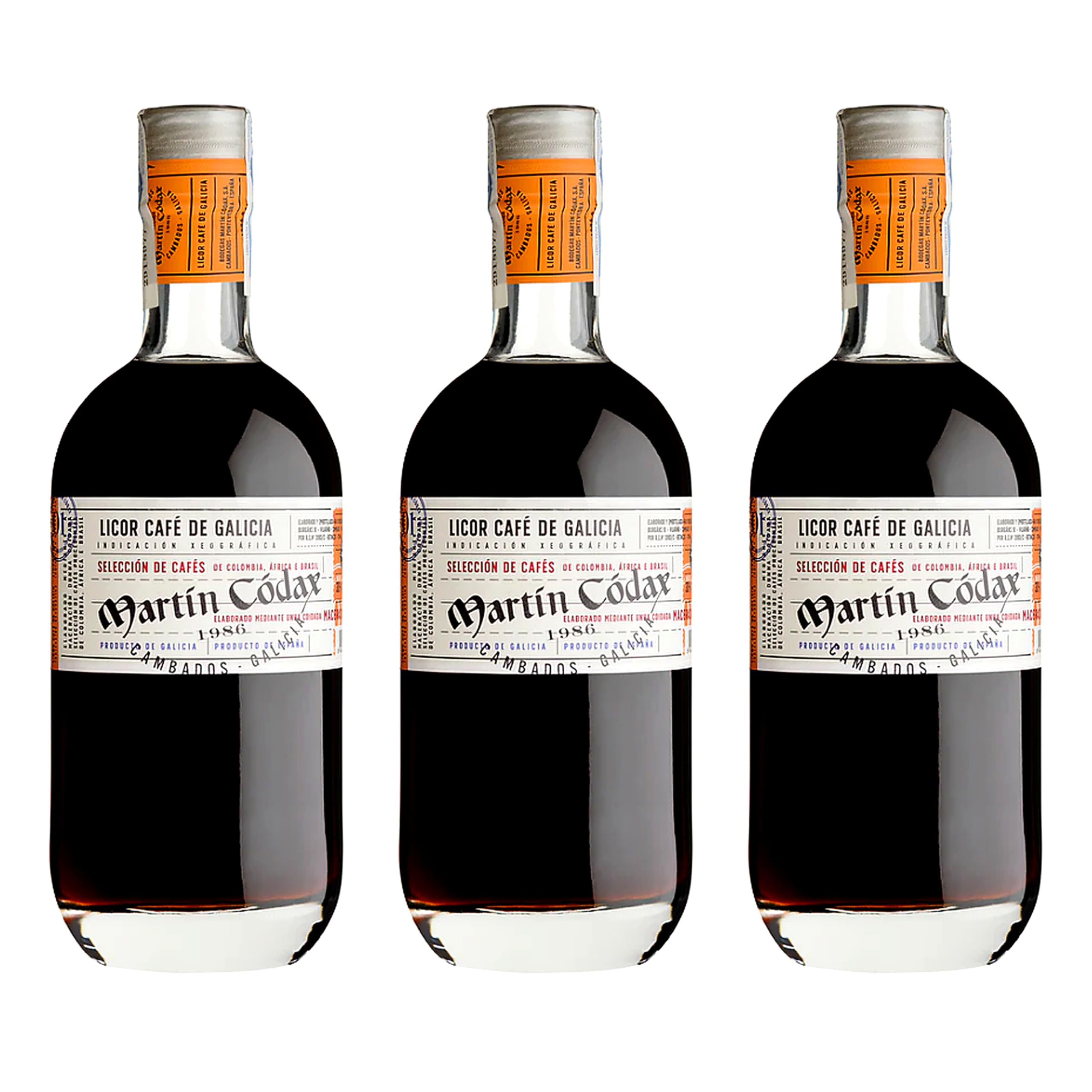 Licor de Café Martín Códax destilado premium selección gourmet – 3 Botellas x 70 cl