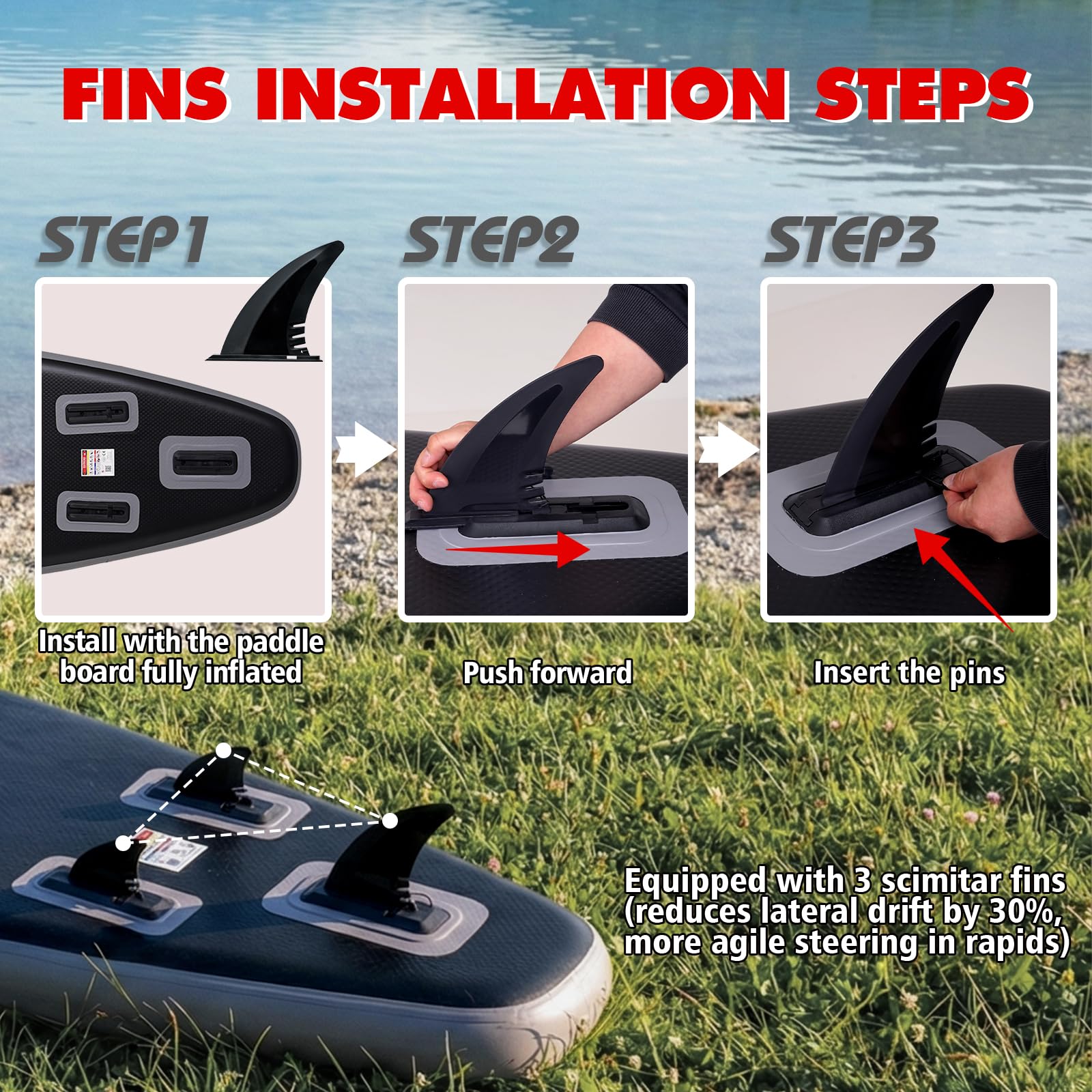 FEATH-R-LITE Aufblasbares Stand Up Paddle Board SUP mit Paddleboard Zubehör, Multifunktionale Paddle Boards Rutschfestes Deck Design für Erwachsene und Jugendliche