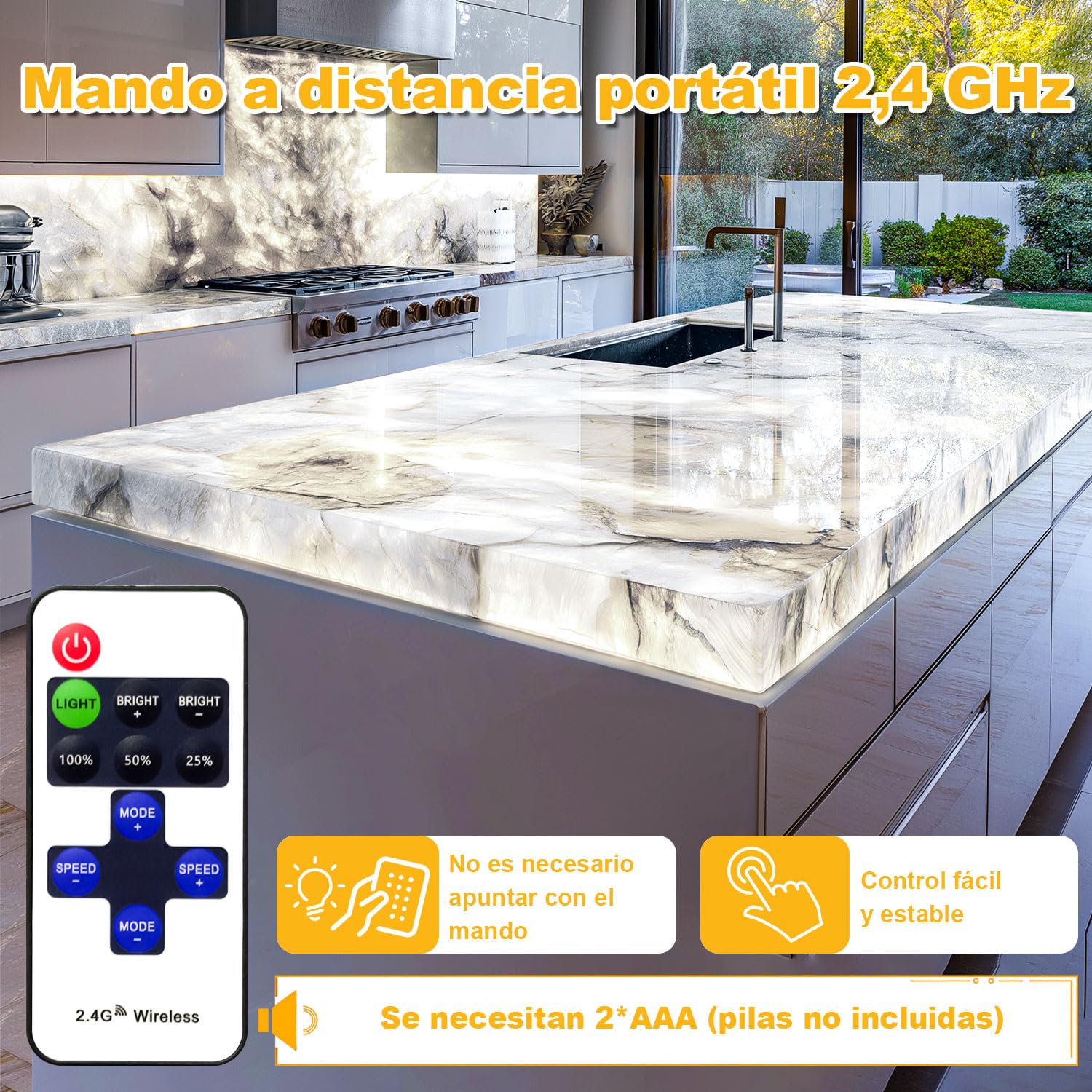 Retroiluminación LED suaves Blanco 6000K 24V 36W, Panel LED Regulable Compatible con Alexa, Luz Flexible con Mando y Control por APP, 50x25 cm para Mármol, Ónix y Encimeras de Cuarzo (8 Pack)