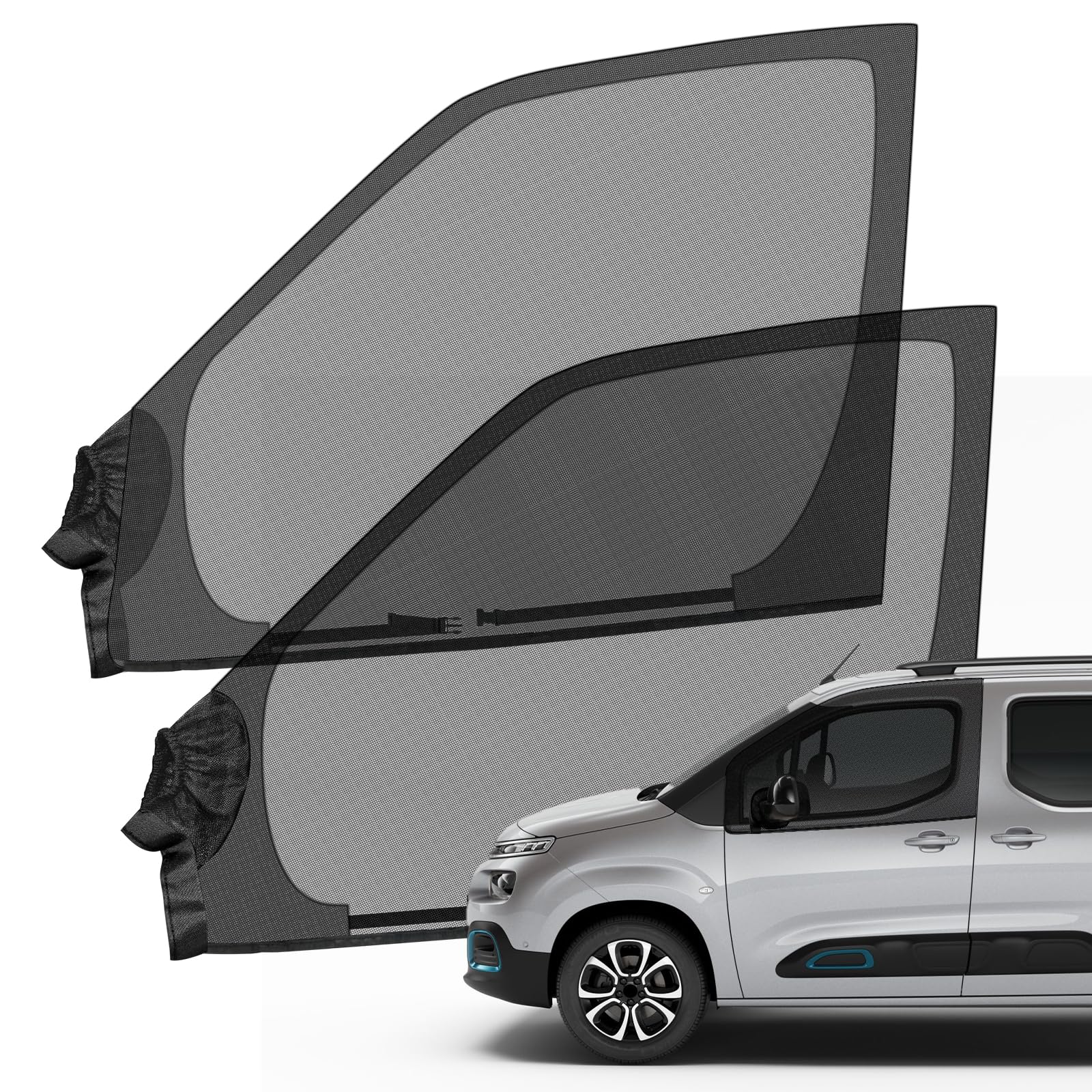 Mosquitera para Ventanas Laterales de Coche para Citroen Berlingo Peugeot Partner 1996-2026, Parasol Elástico para Ventanas Laterales de Automóviles con Protección UV y Privacidad