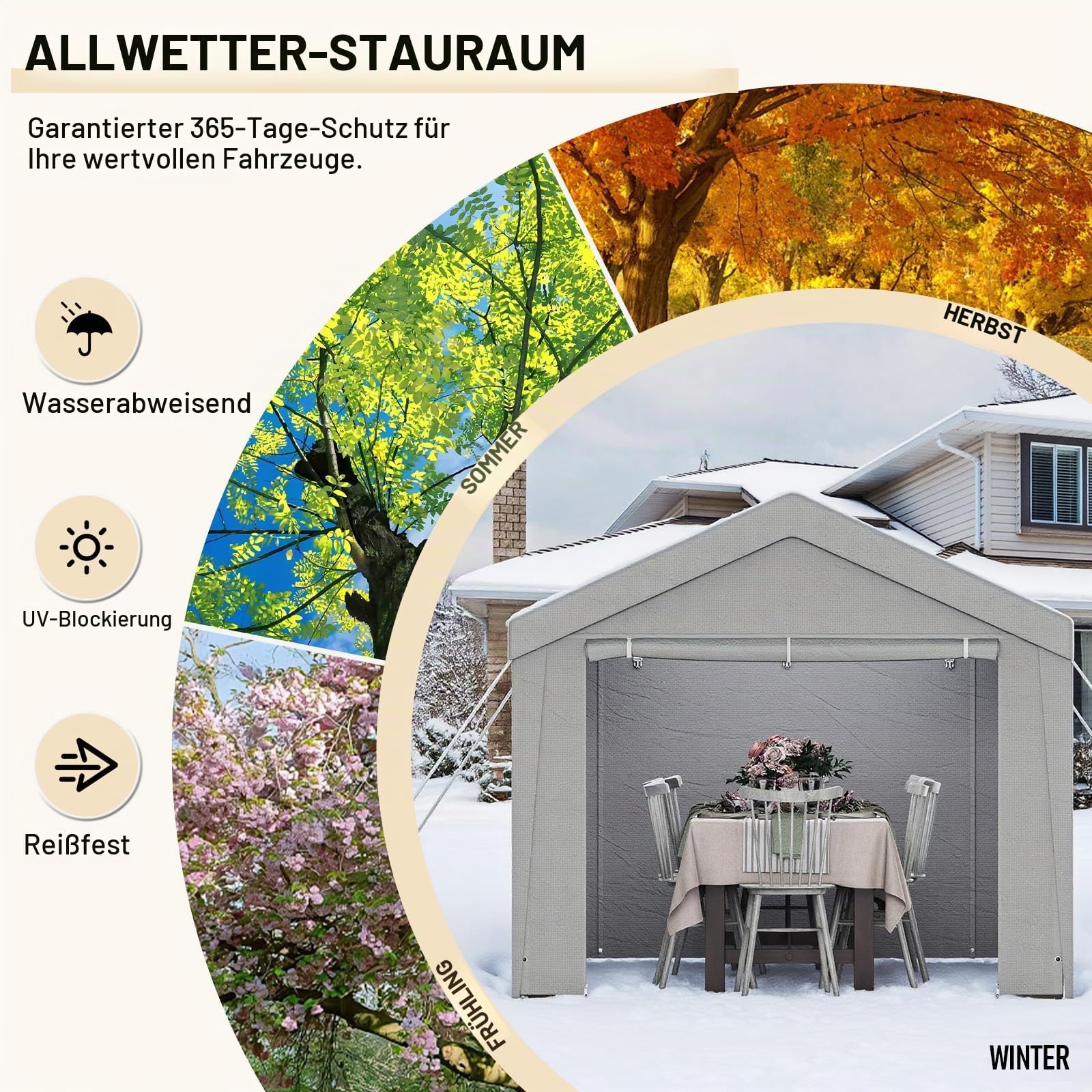 Pavillon 4x8, Partyzelt mit Seitenwänden & Giebelteilen, UV-Schutz & Wasserdicht, Gartenzelt Festzelt aus Verzinkte Stahlgestänge & PE-Plane, Abnehmbare Seitenwänd, Garten Partyzone, Grau