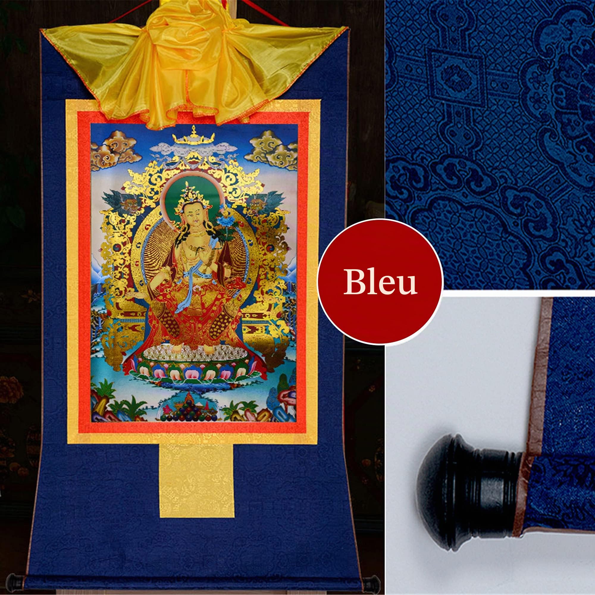 Gandhanra Thangka Tibétain - Bouddha Maitreya Thangka - Peinture Tantrique Bouddha à Dorure - Tapisserie Mural pour Décoration Zen - Méditation et Relaxation Spirituelle