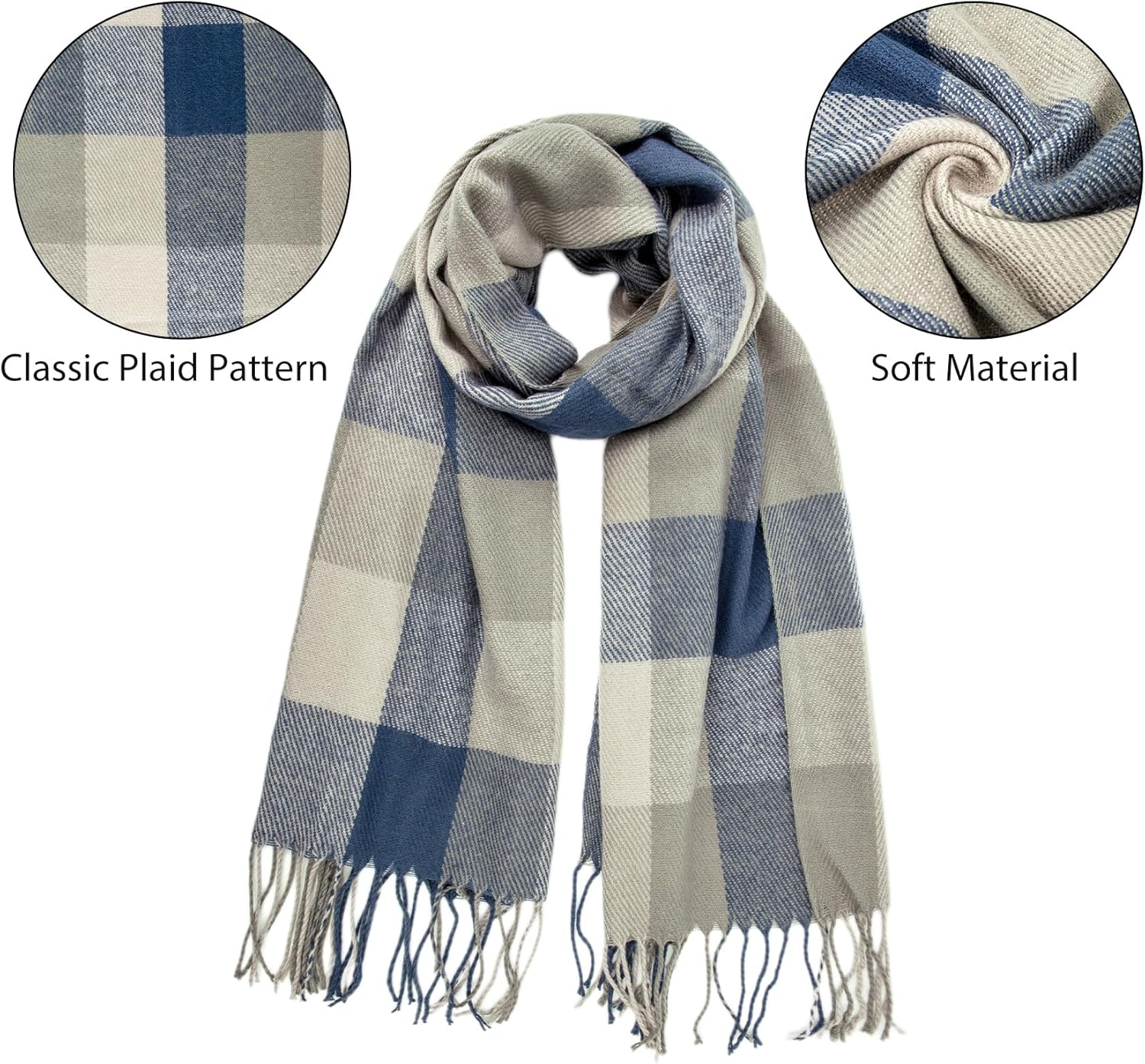 loritta womens scarf fashion long plaid shawls wraps big grid winter warm lattice large scarves gifts f-blue grey lattice