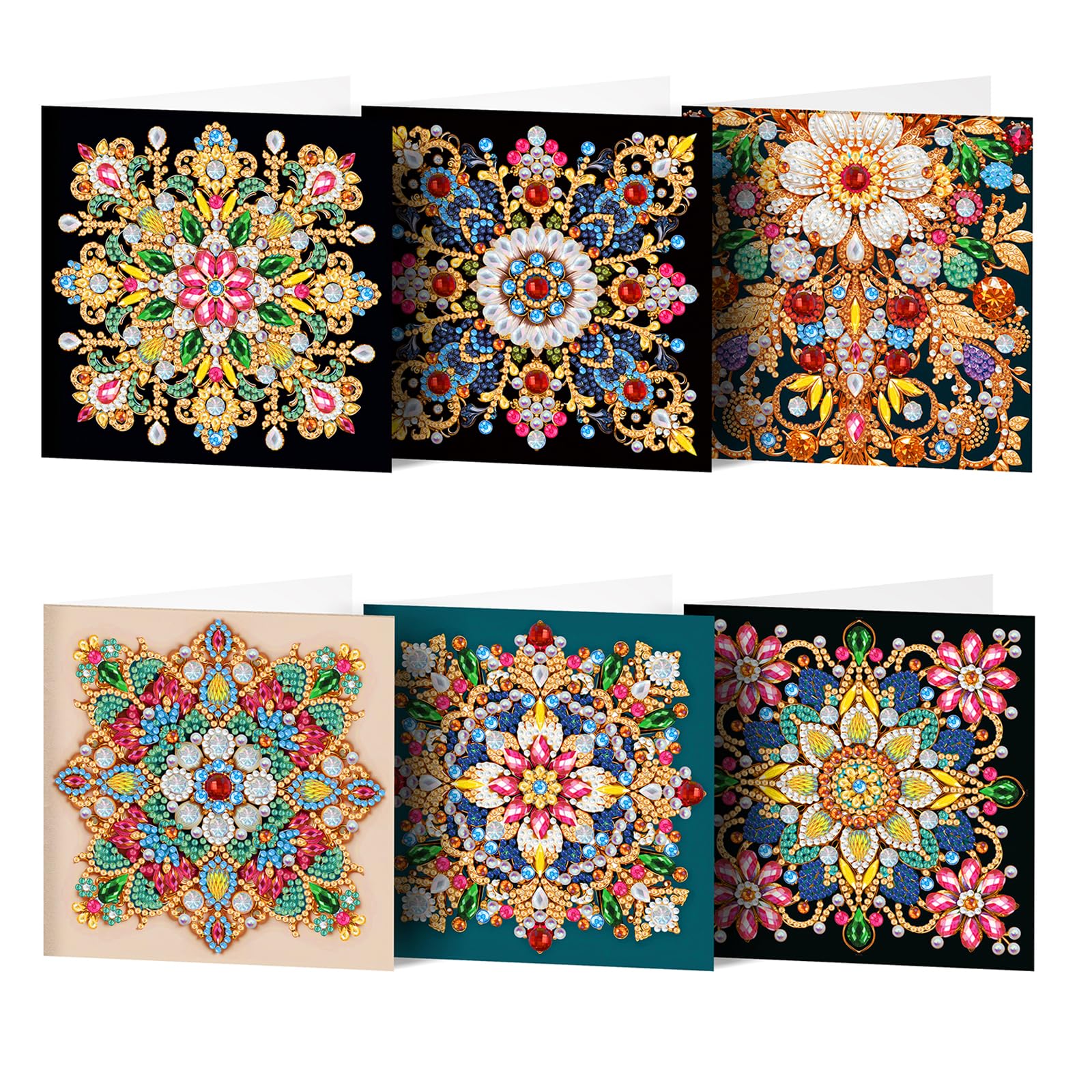 POETRYDRAW 6pcs Mandala DIY Diamond Art Painting Greeting Card Kits with Envelopes Diamond Art Greeting Cards Diamond Art Cards Kits for Adults DIY Crafts Family Friend Gifts (Mandala)
