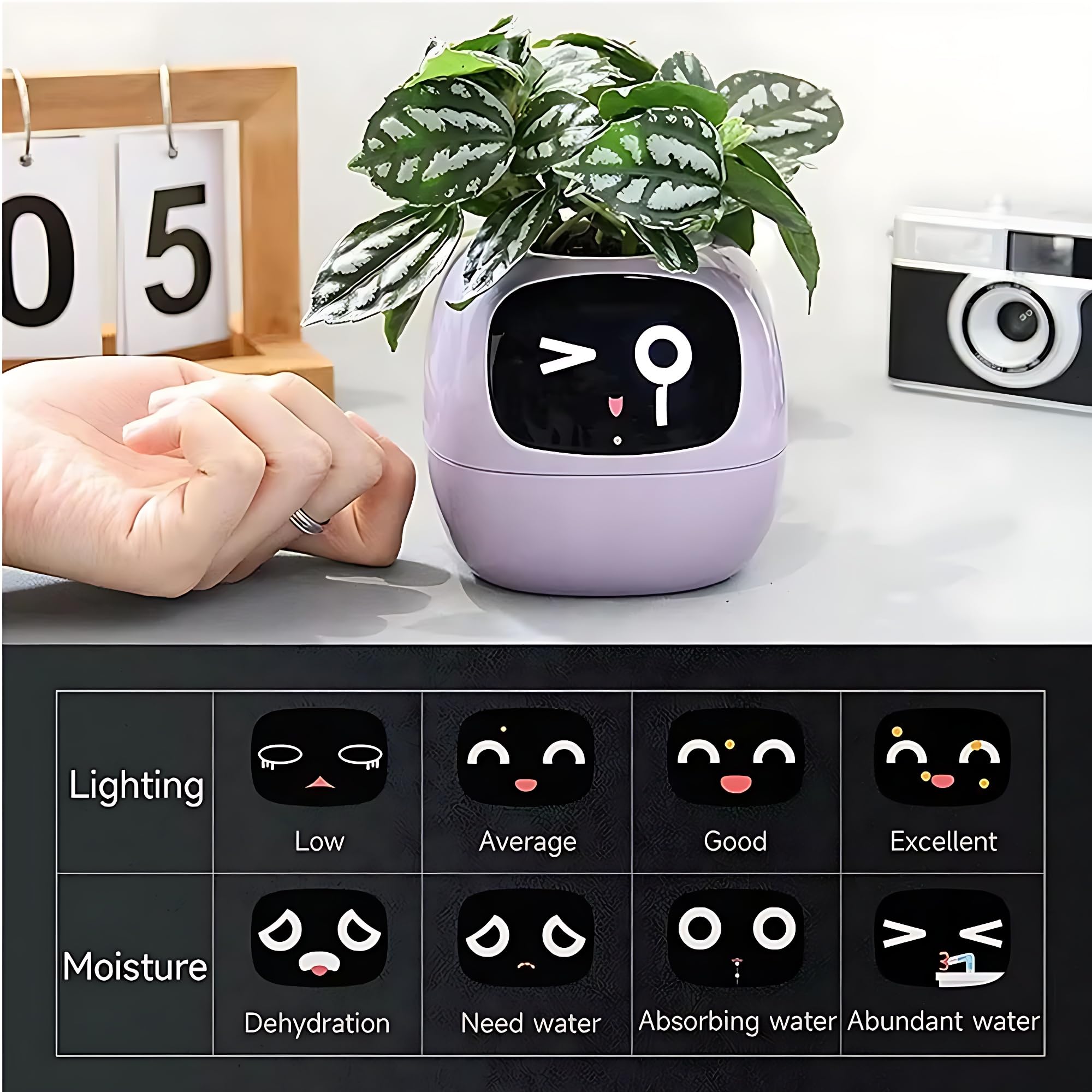 Smart Pet Planter - Vaso da fiori intelligente con 7 sensori intelligenti e chip AI per una facile cura delle piante in soggiorno - Soluzione divertente e interattiva per giardinaggio indoor