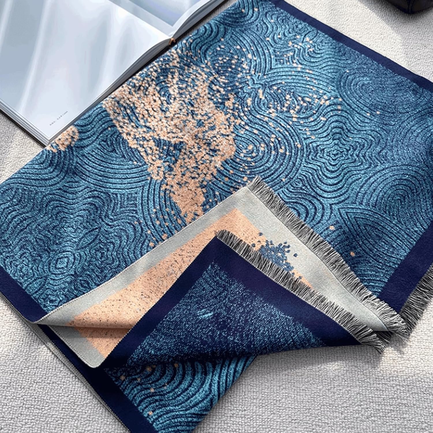 Winter Scarf，Weather Scarves Polyester Scarf with Tassel Cold Weather Neckerchief Breathable Soft Wraps Scarves Thickened Scarves for Fall Winter