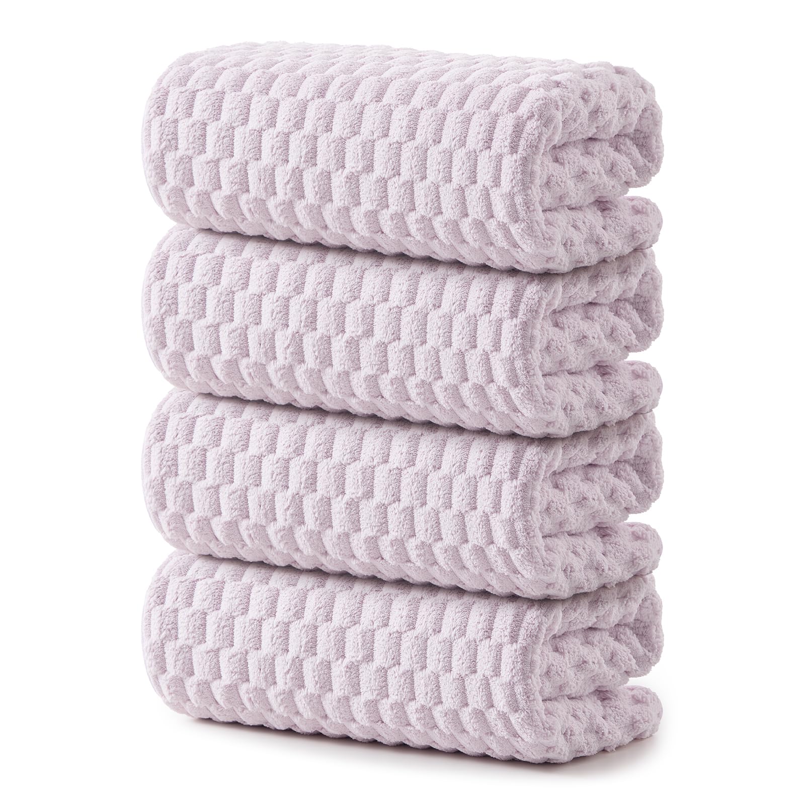 REDKISS 4 Pack Purple Microfiber Bath Towels - Large Shower Towels Set for Bathroom, Super Absorbent Towel Set of 4 Lagre, Quick Dry Bathroom Towel for Spa, Gym,Travel, Lint Free, Ultra Soft