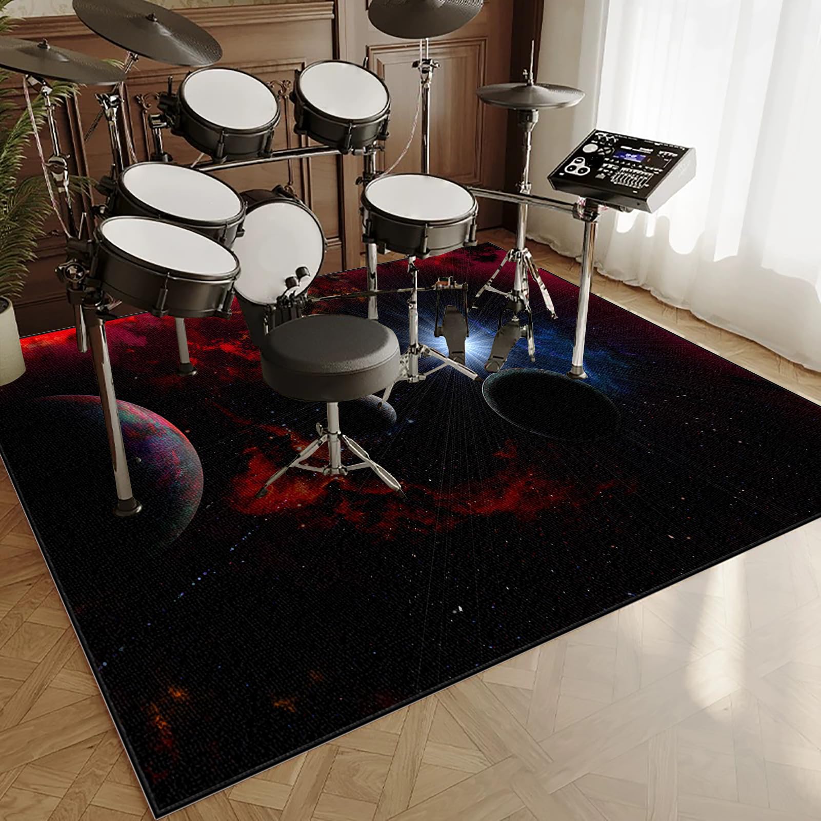 Dywaniki akustyczne dźwiękoszczelny dywan bębnowy 210 x 180 cm mata do perkusyjnych perkusyjnych profesjonalnych jazzowych do bębna bębna akustycznego bębna i innych instrumentów
