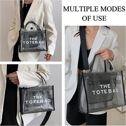 Miniatura 3 de Clear Tote Bag for Women PVC Travel Handbag Shoulder Crossbody Beach Bag for Work Travel School