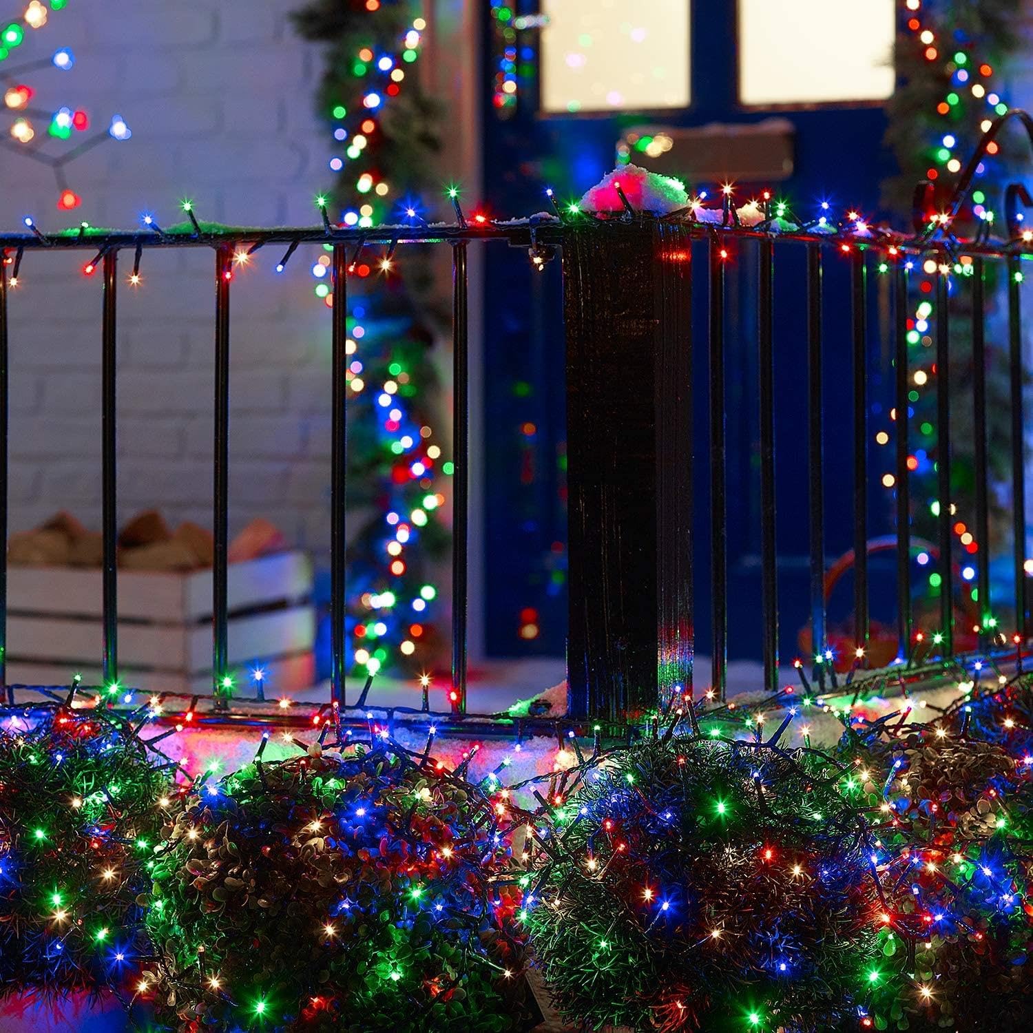 SHATCHI 1500LED Choinka Klaster Kompaktowe bajkowe lampki wielofunkcyjne 8 trybów światła, timer zielony kabel wewnątrz/na zewnątrz pod napięciem dekoracje do domu wakacje